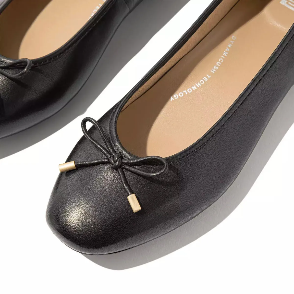FitFlop Women's Delicato Bow Black Leather Breathable Lining
