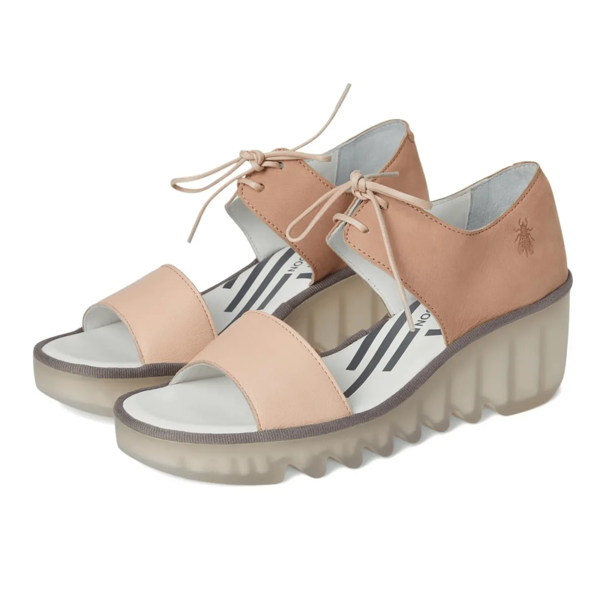 Fly London Women's BILU465 Nude/Pink Leather Strong Look Suede Grain