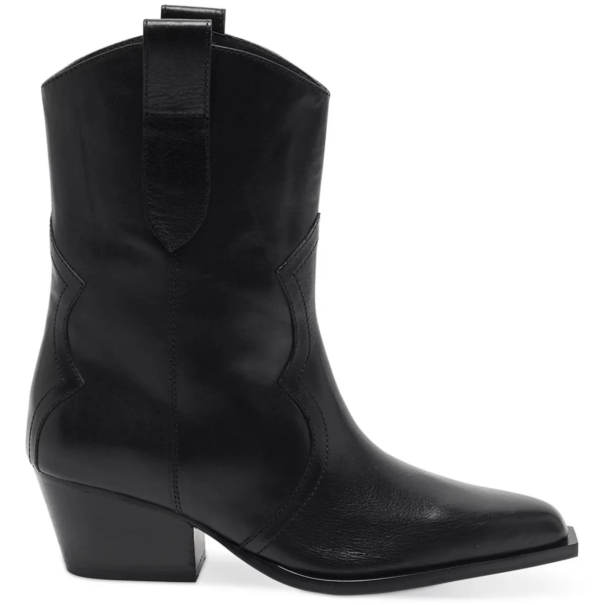 Free People Women's Cat Nap Cowboy Boots Black Leather Embossed Patterns