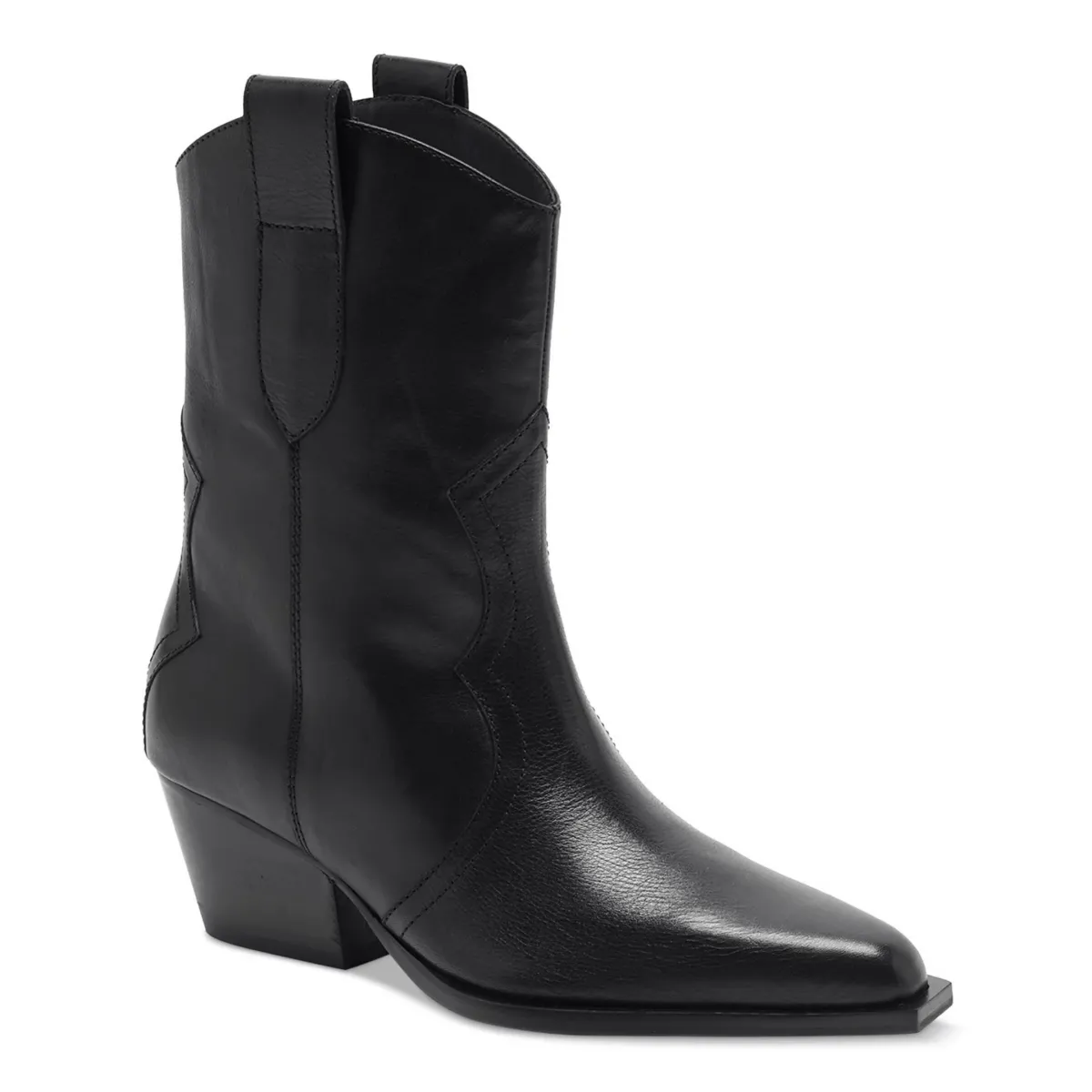 Free People Women's Cat Nap Cowboy Boots Black Leather Smooth Finish Cocktail Party