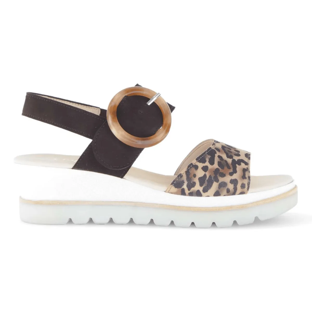 Gabor Women's 44.645.38 Black/Leopard Bold Profile Rubber Sole