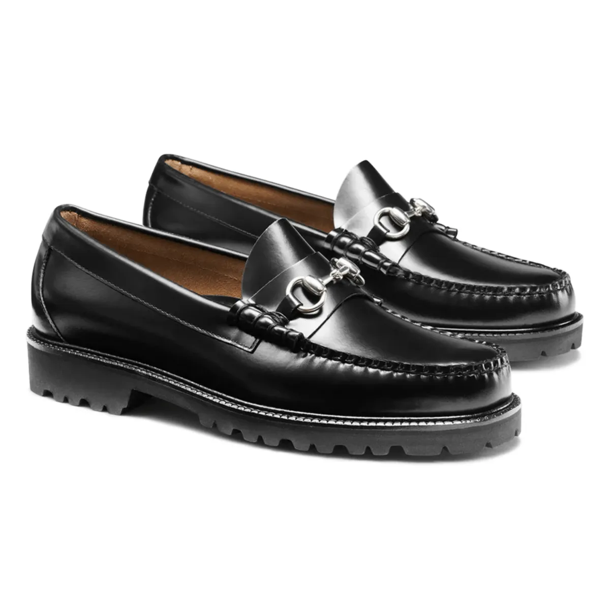 G.H. Bass Men's Lincoln Bit Lug WeeJun Black Leather Quiet Shade