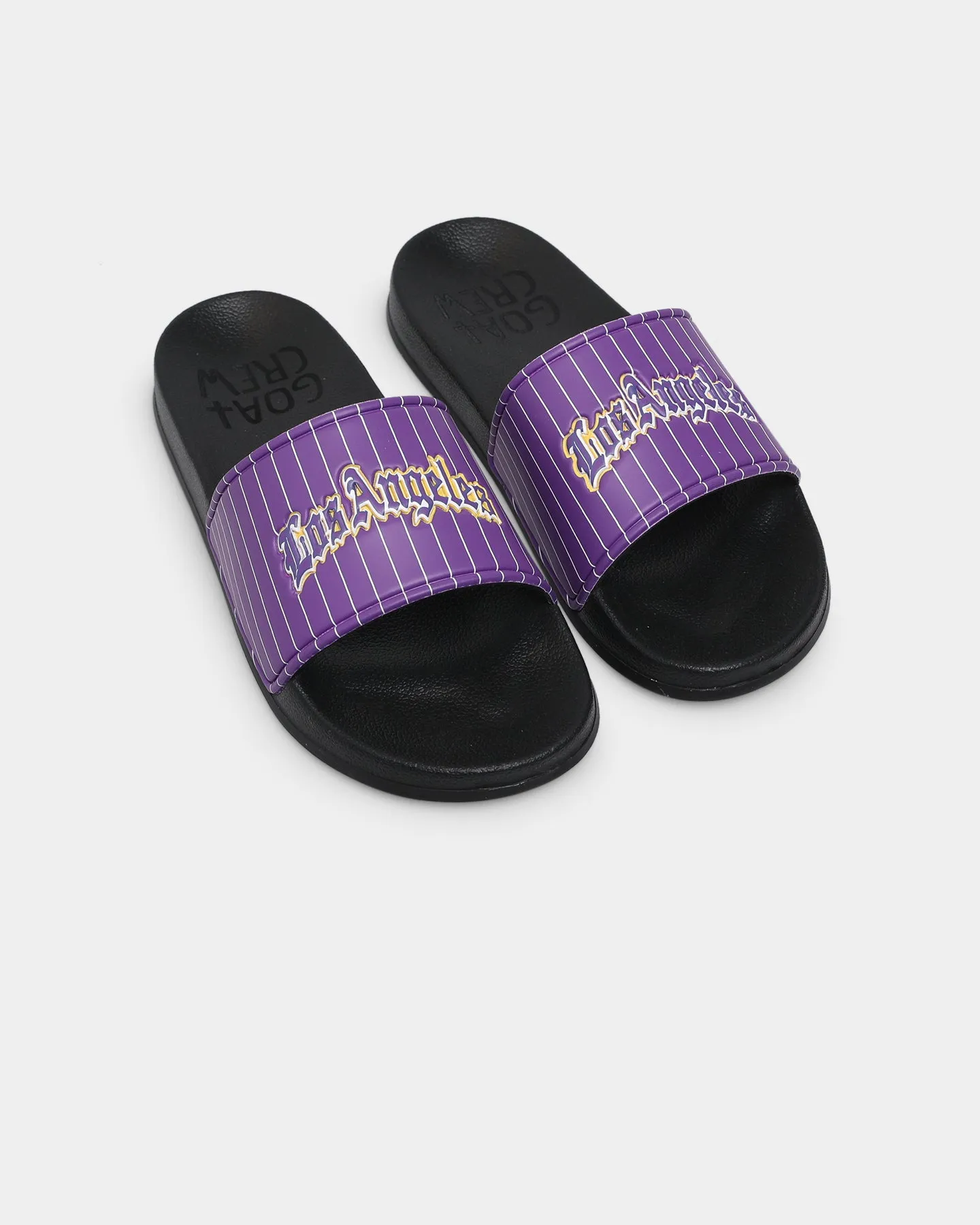 Grab Now Body Balance Goat Crew Los Angeles Slides Purple/Yellow