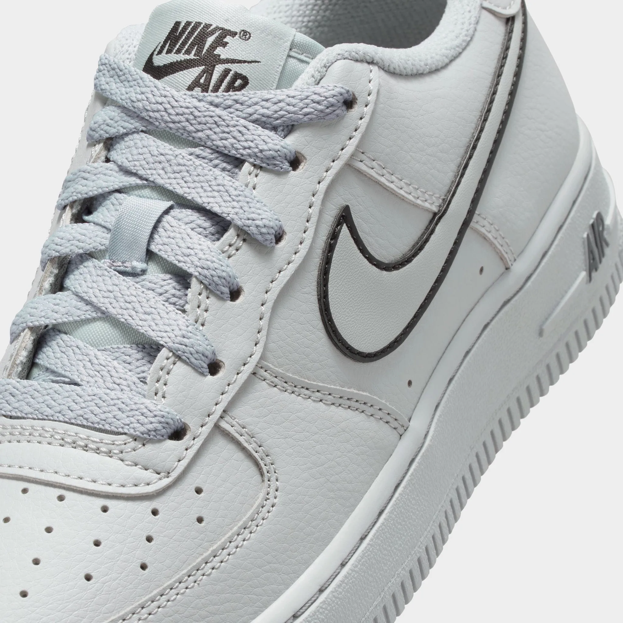 Nike Air Force 1 GS Light Smoke Grey / Black Padded Tongue Modern Urban