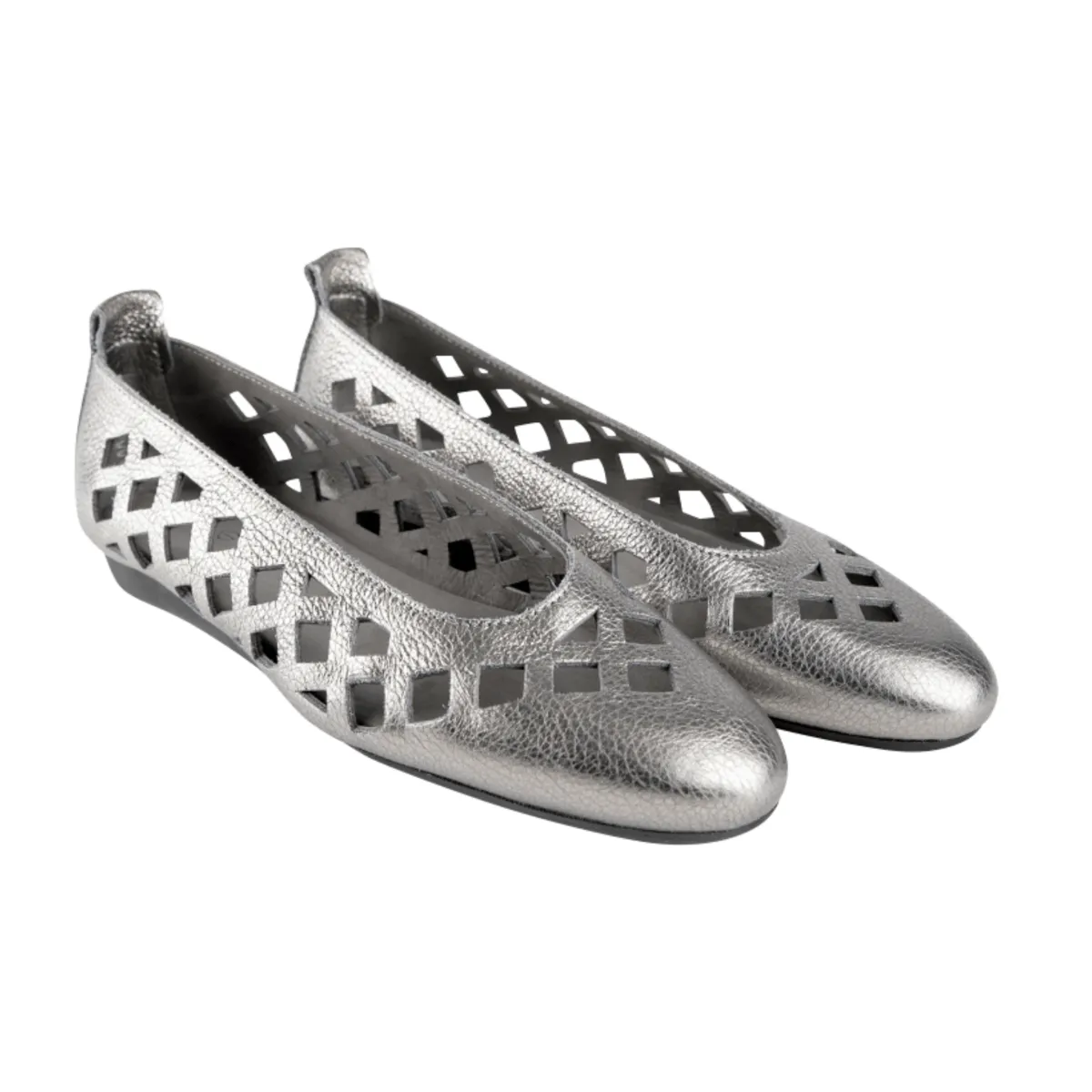 Arche Women's Lamdia Metallic Silver Leather Mark Style Adjustable Straps