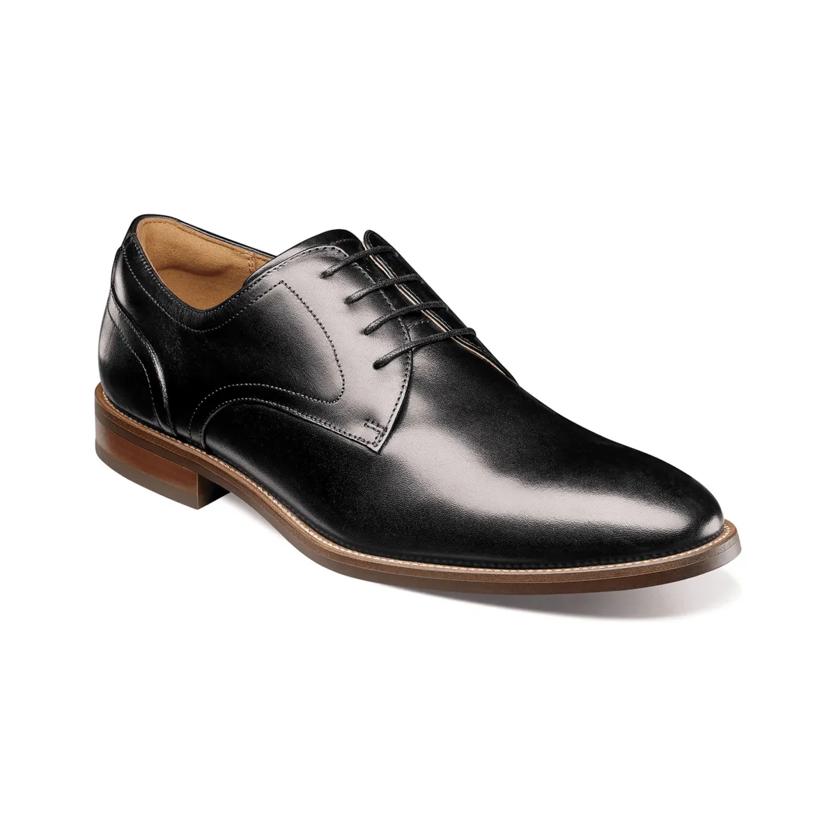 Florsheim Men's Rucci Plain Toe Oxford Black Leather Rain Resistant