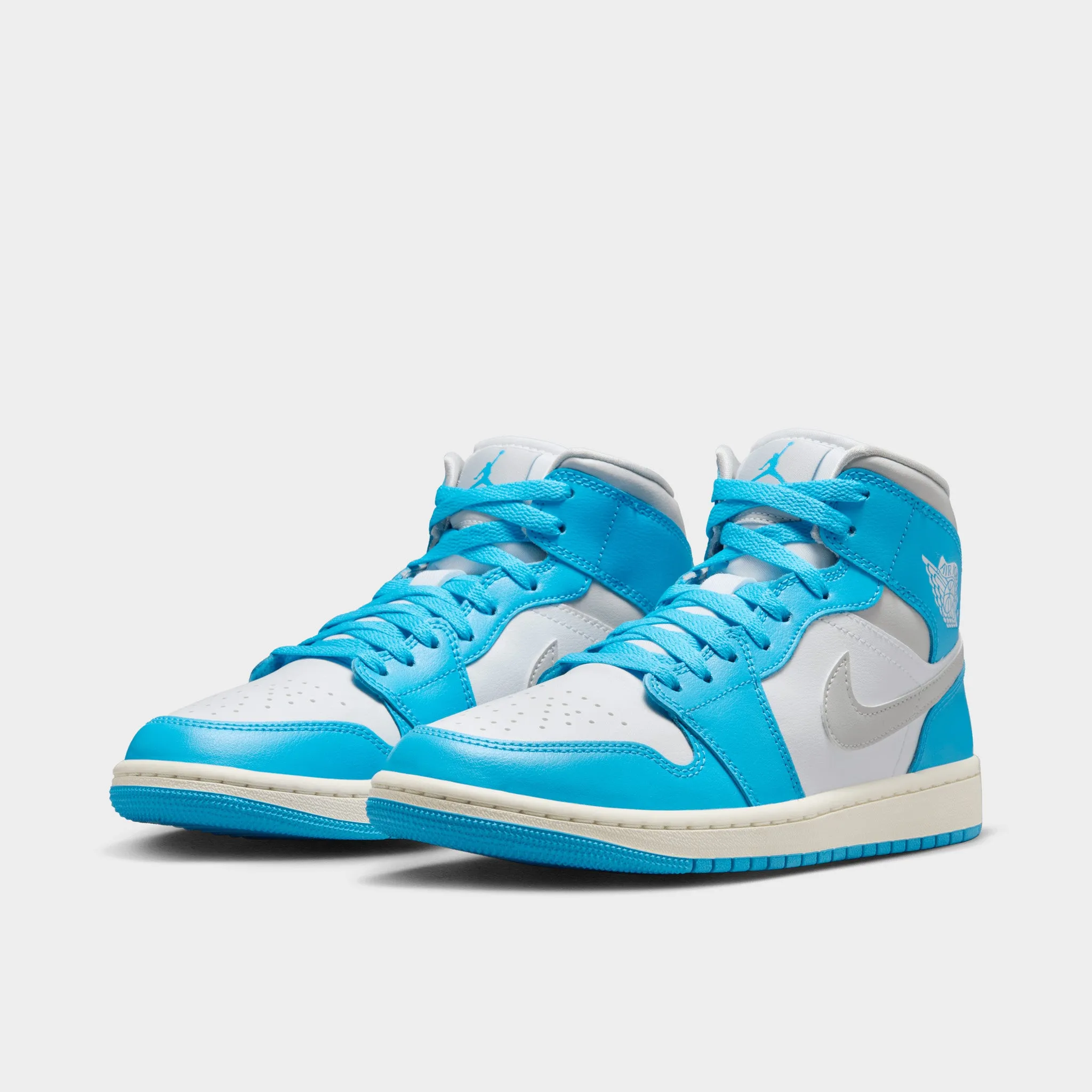 Light Journey Long Hours Jordan Women's 1 Mid Dark Powder Blue / Neutral Grey - White