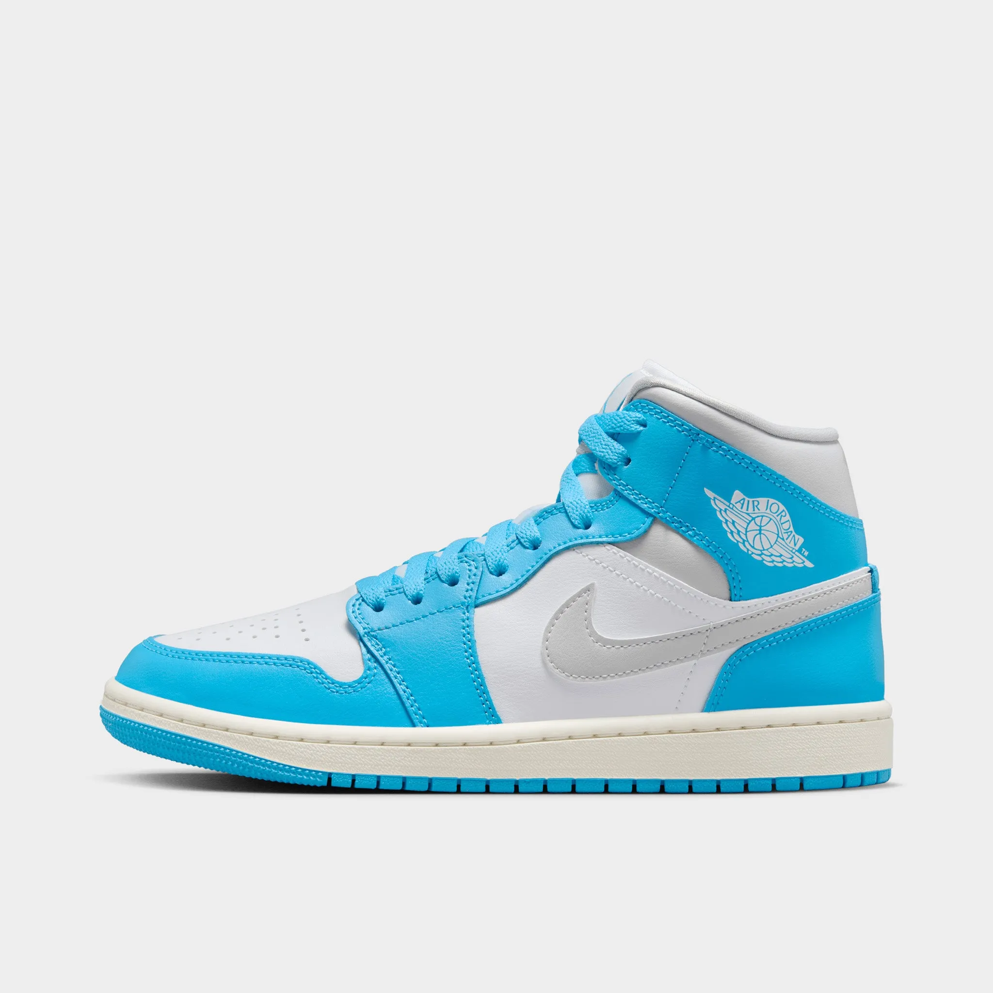 Active Mode Jordan Women's 1 Mid Dark Powder Blue / Neutral Grey - White