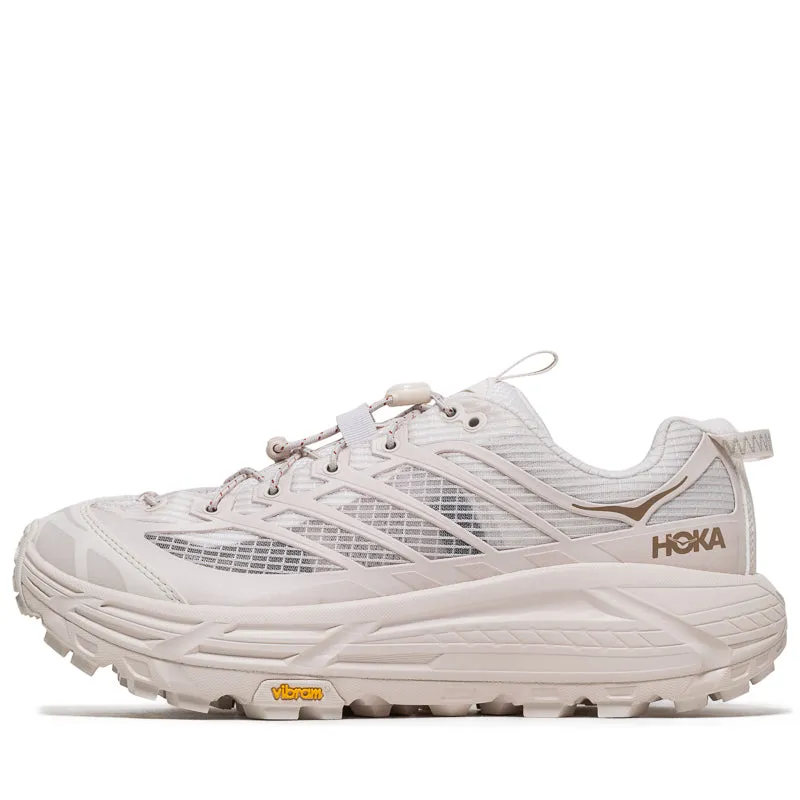 Hoka Mafate Three2 Grid - Rose Cream/Stucco lace up closure
