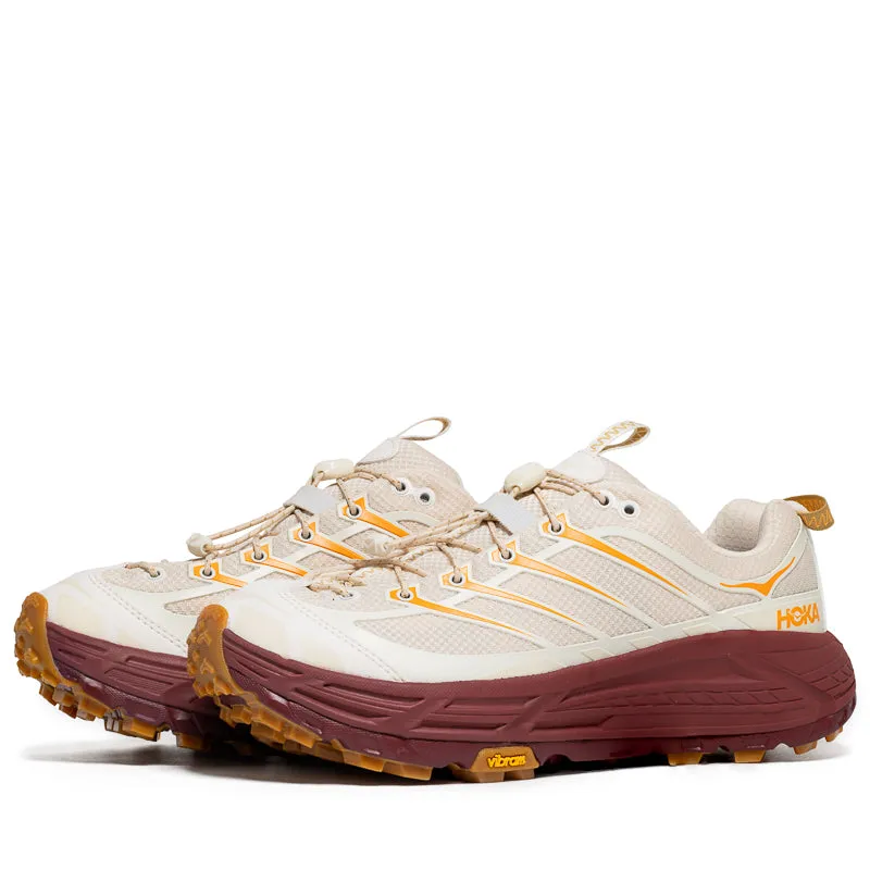 Hoka Mafate Three2 - Vanilla/Varsity Burgundy Flexible Material