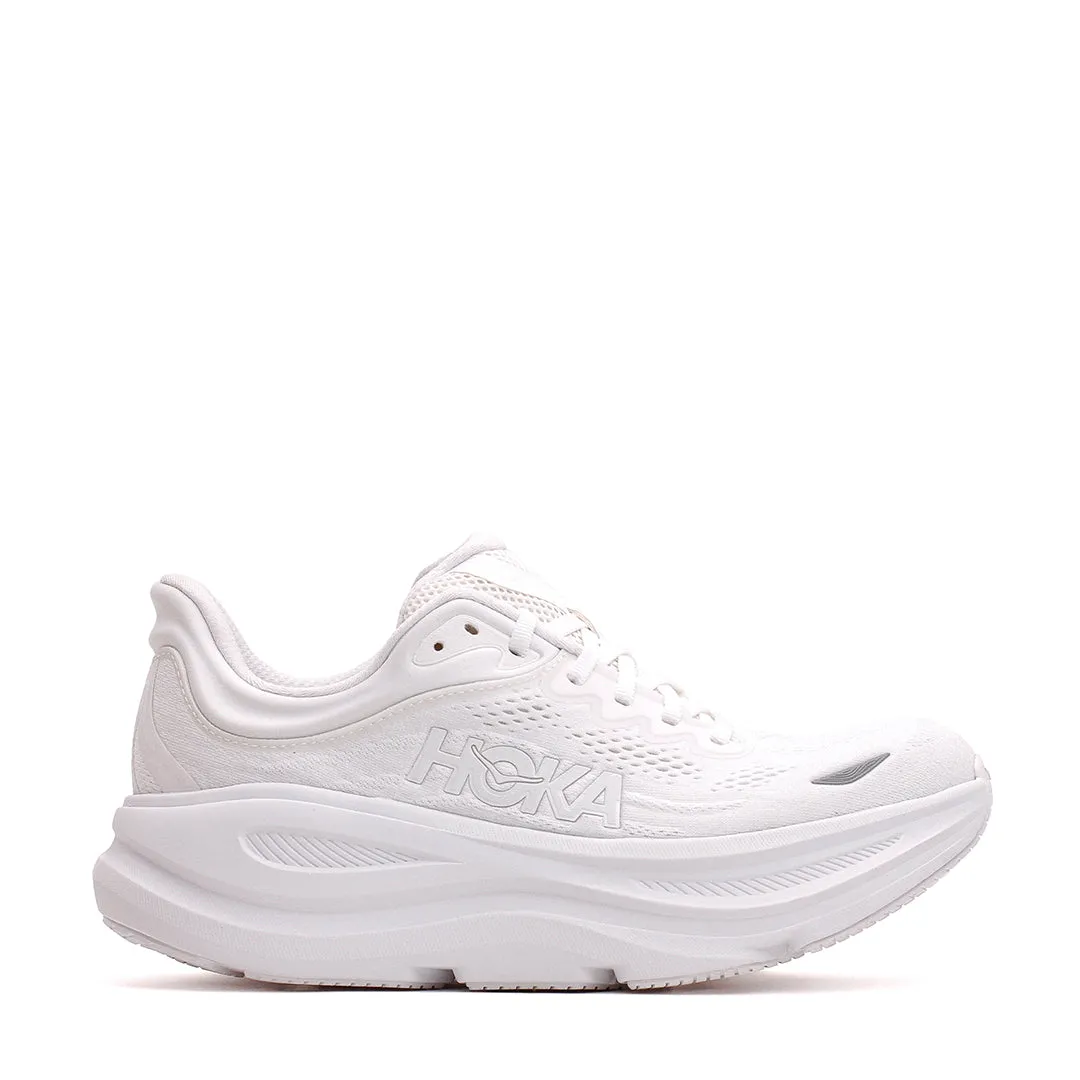 Hoka One One Men Bondi 9 White 1162011-WWH running on beaches