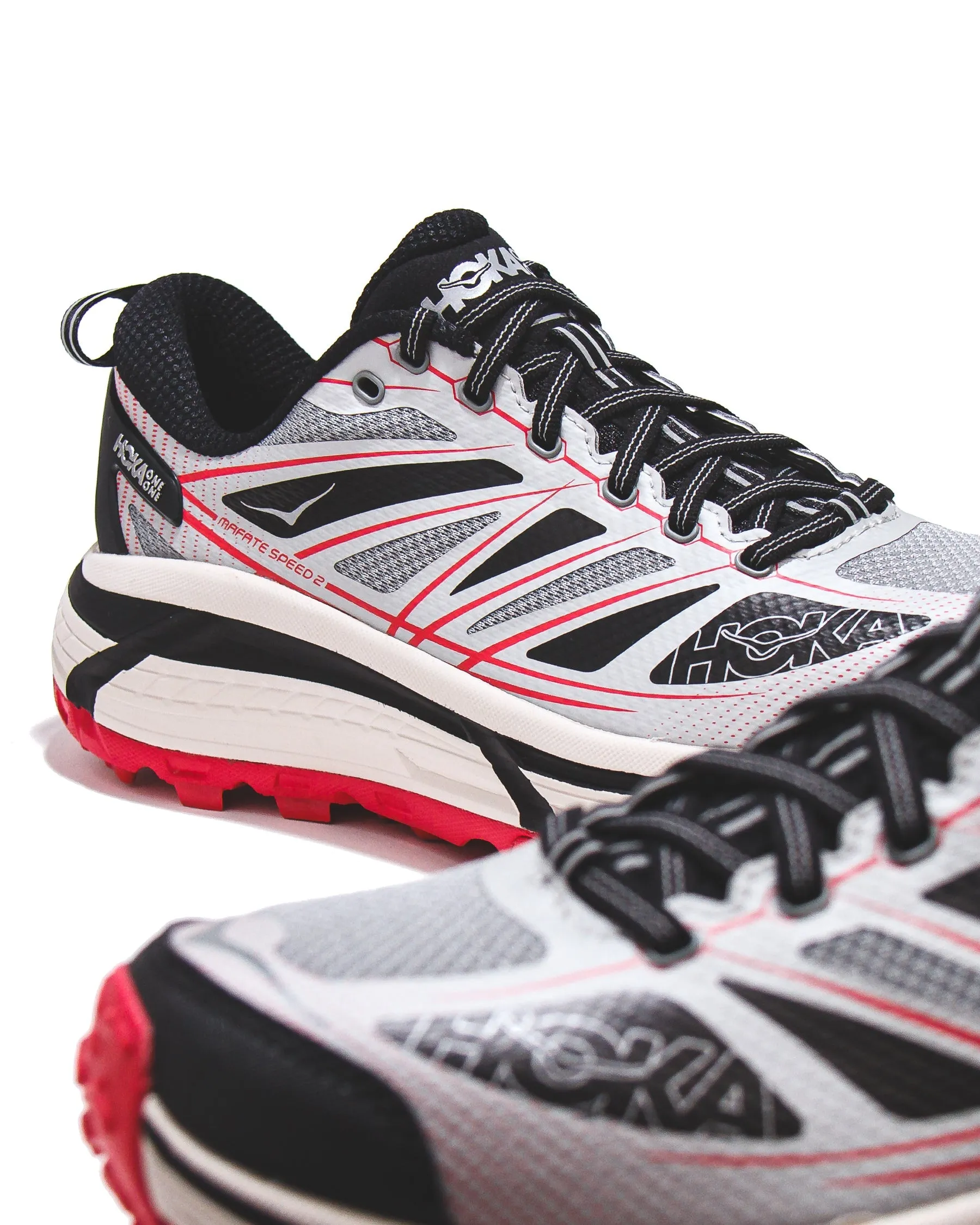 Hoka One One Unisex Mafate Speed 2 Galactic Grey Ruby Red 1126851-GTCG Easy On And Off