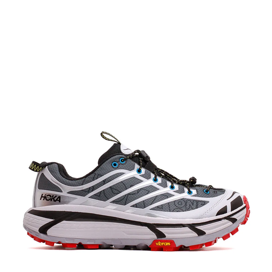 no - tie running shoes morning running footwear Hoka One One Unisex Mafate Three2 Wordmark Ash Grey Outer Orbit 1175490-ARYT