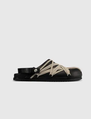 HOLLYWOOD MEGALACED MULE " GRANOLA/BLACK " Warm Feel removable insoles