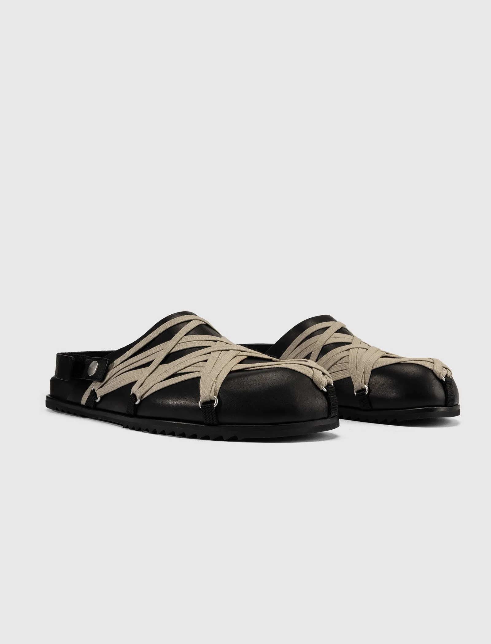 HOLLYWOOD MEGALACED MULE " GRANOLA/BLACK " Open Sides Relaxing Shoes