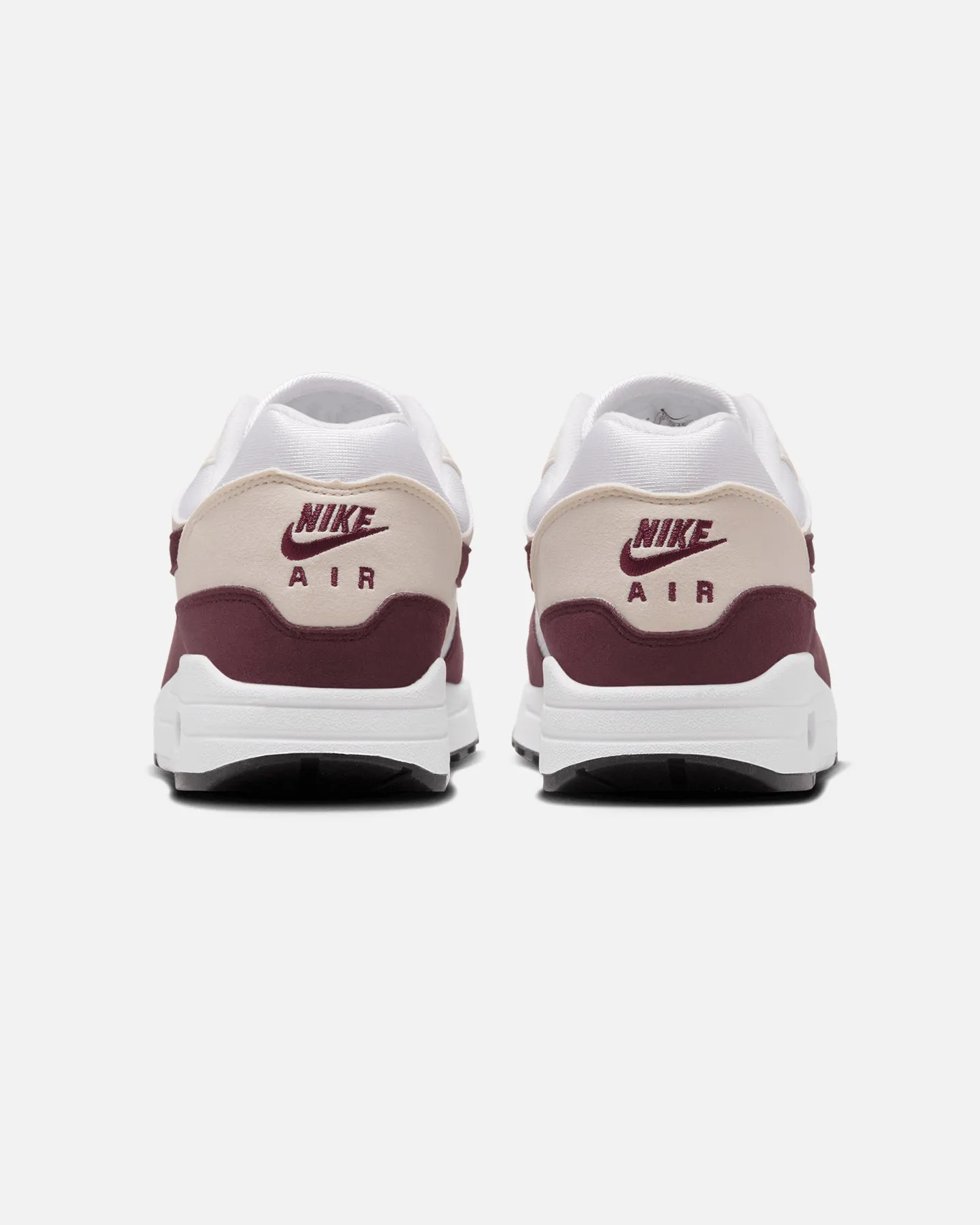 Nike Women's Air Max 1 White/Night Maroon-Phantom Black Nubuck