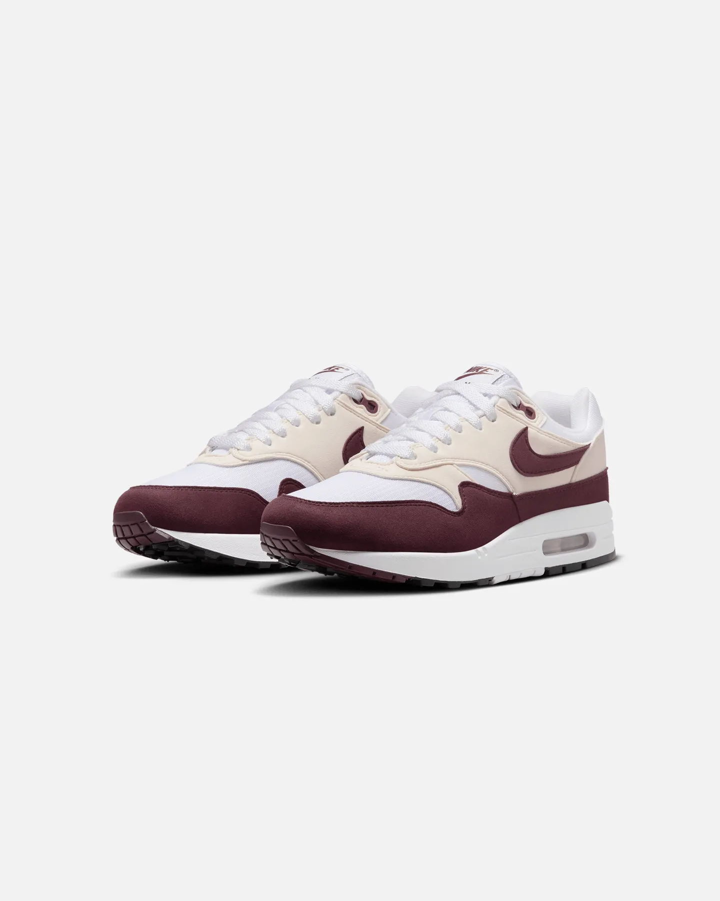 Nike Women's Air Max 1 White/Night Maroon-Phantom Black Durable touch semi - outdoor