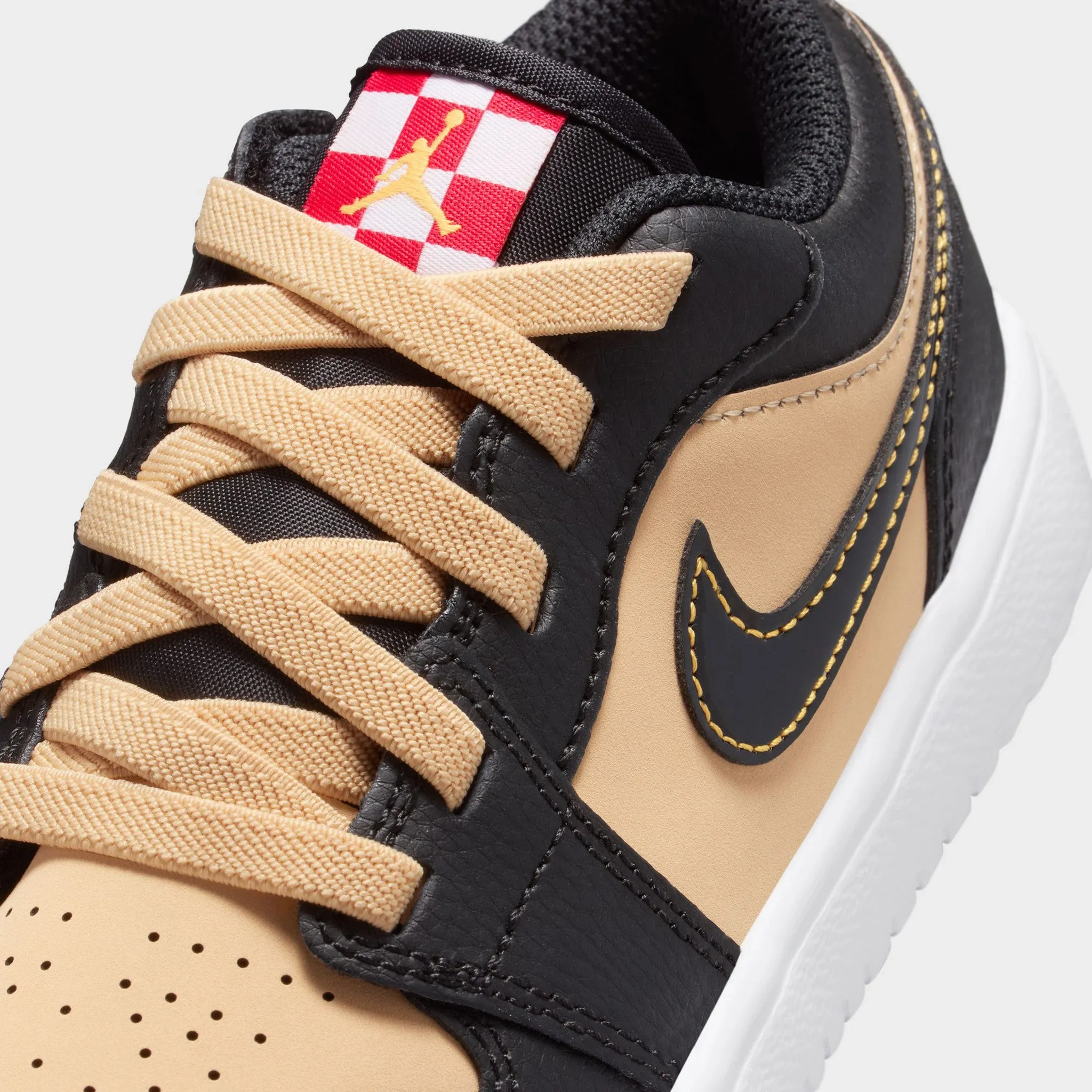 Luxe Finish Jordan 1 Low SE PS Sesame / Fire Red - Black