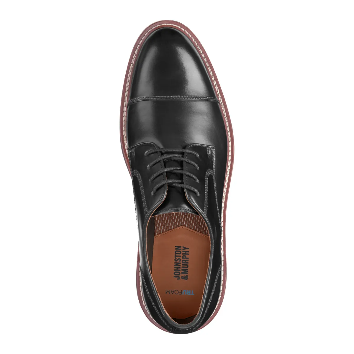 Red Carpet Comfort Step Johnston & Murphy Men's Upton Dress Cap Toe Black Full Grain Leather