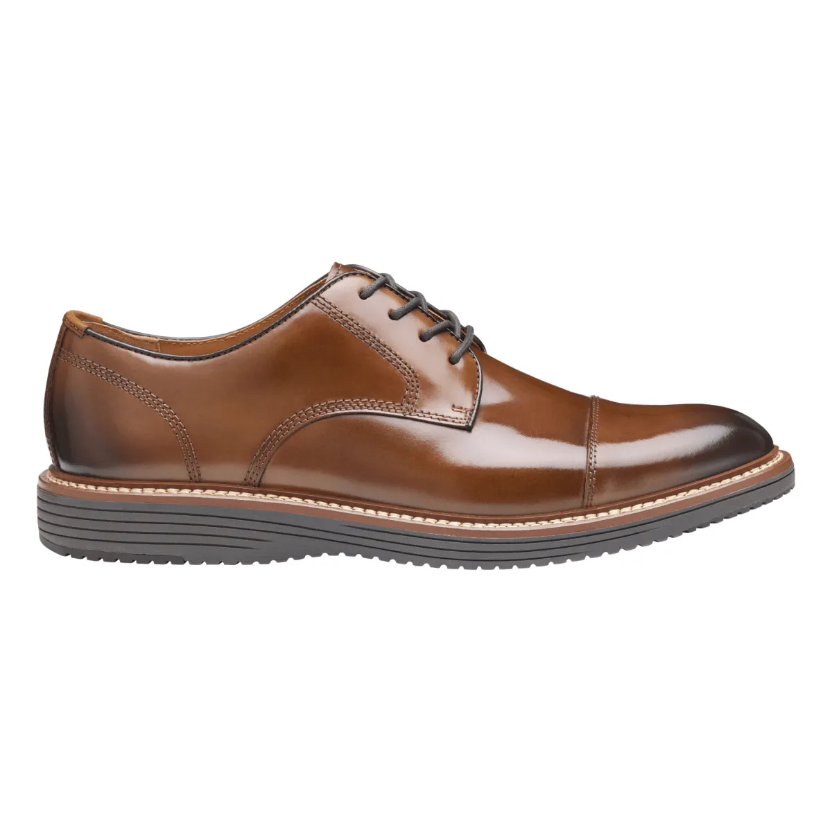 Street Shade Scandi Fit Johnston & Murphy Men's Upton Dress Cap Toe Tan Full Grain Leather
