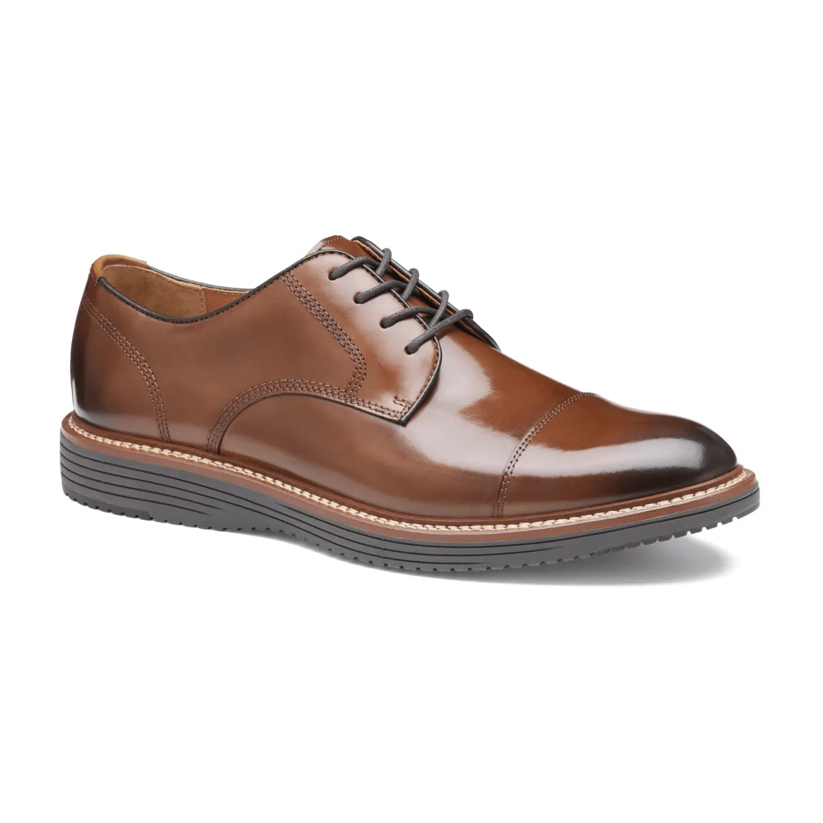 Johnston & Murphy Men's Upton Dress Cap Toe Tan Full Grain Leather Long Use