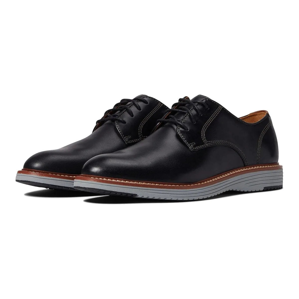 French Edge Cushioned Insole Johnston & Murphy Men's Upton Plain Toe Black Full Grain