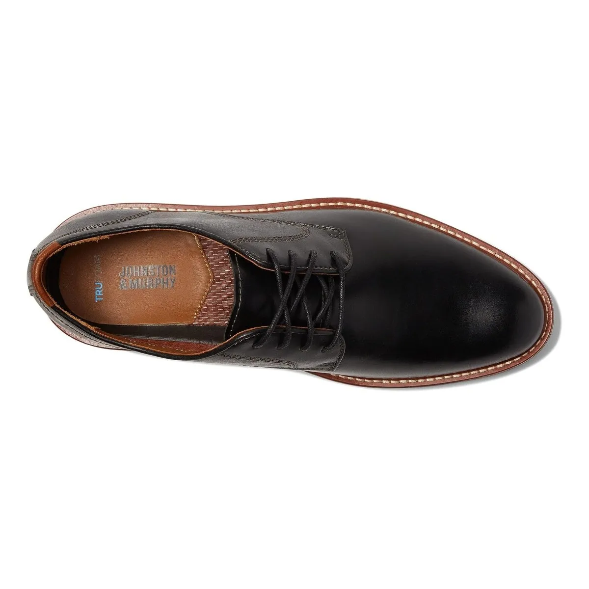 Johnston & Murphy Men's Upton Plain Toe Black Full Grain Base Fit