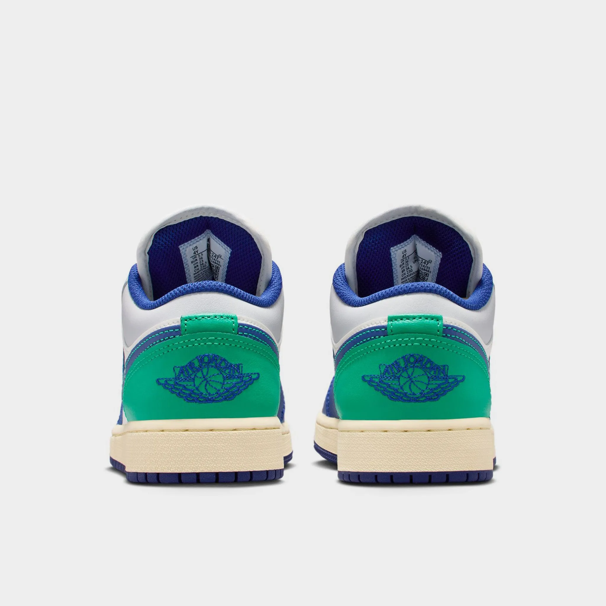 warm weather Night Run Jordan 1 Low GS Sail / Deep Royal Blue - Stadium Green