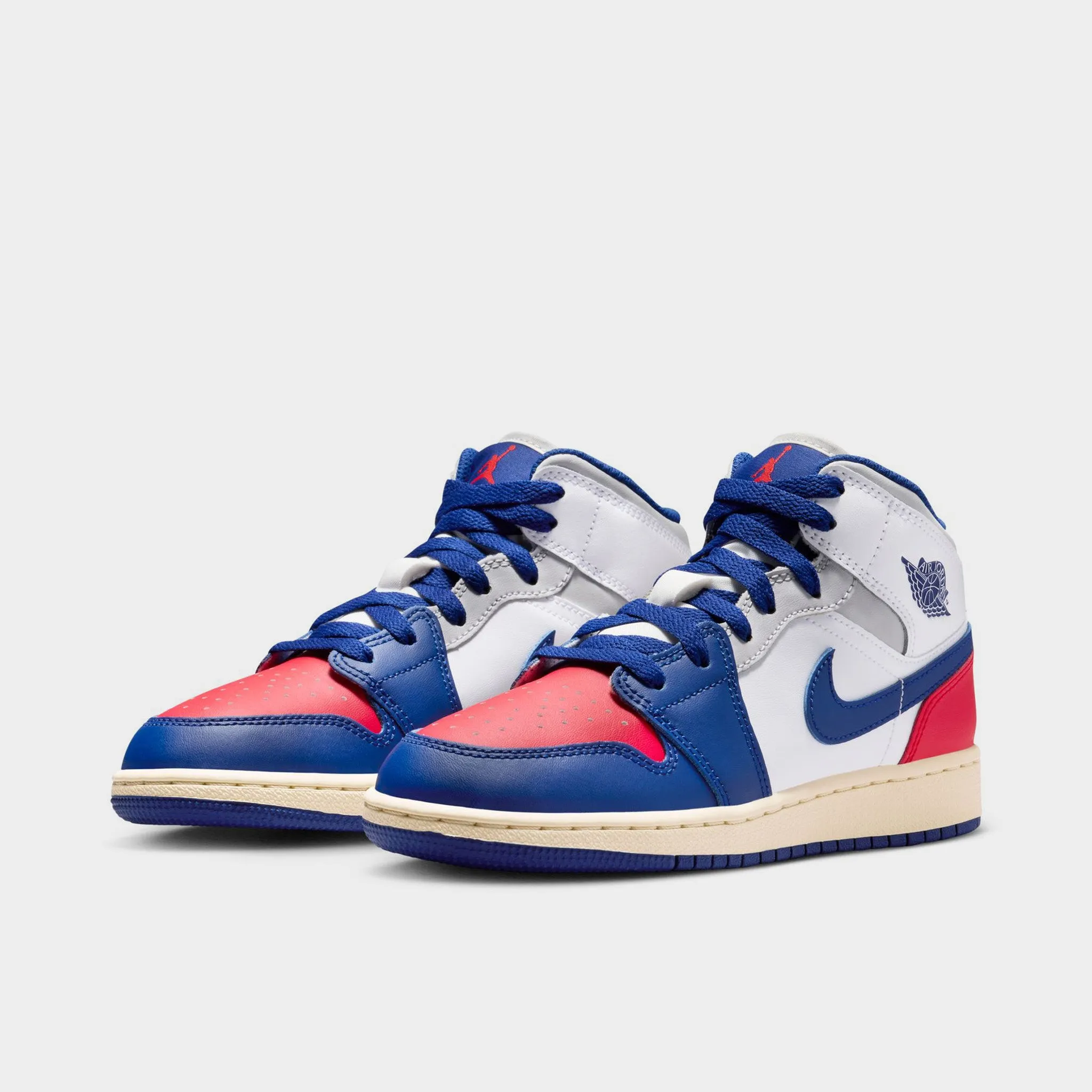Jordan 1 Mid GS White / Deep Royal Blue - University Red Light Run Multi Use