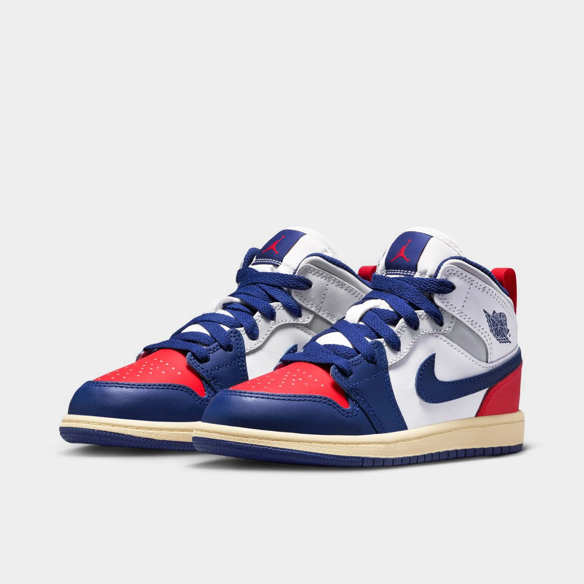 Calm Tone Picnic Easy Jordan 1 Mid PS White / Deep Royal Blue - University Red