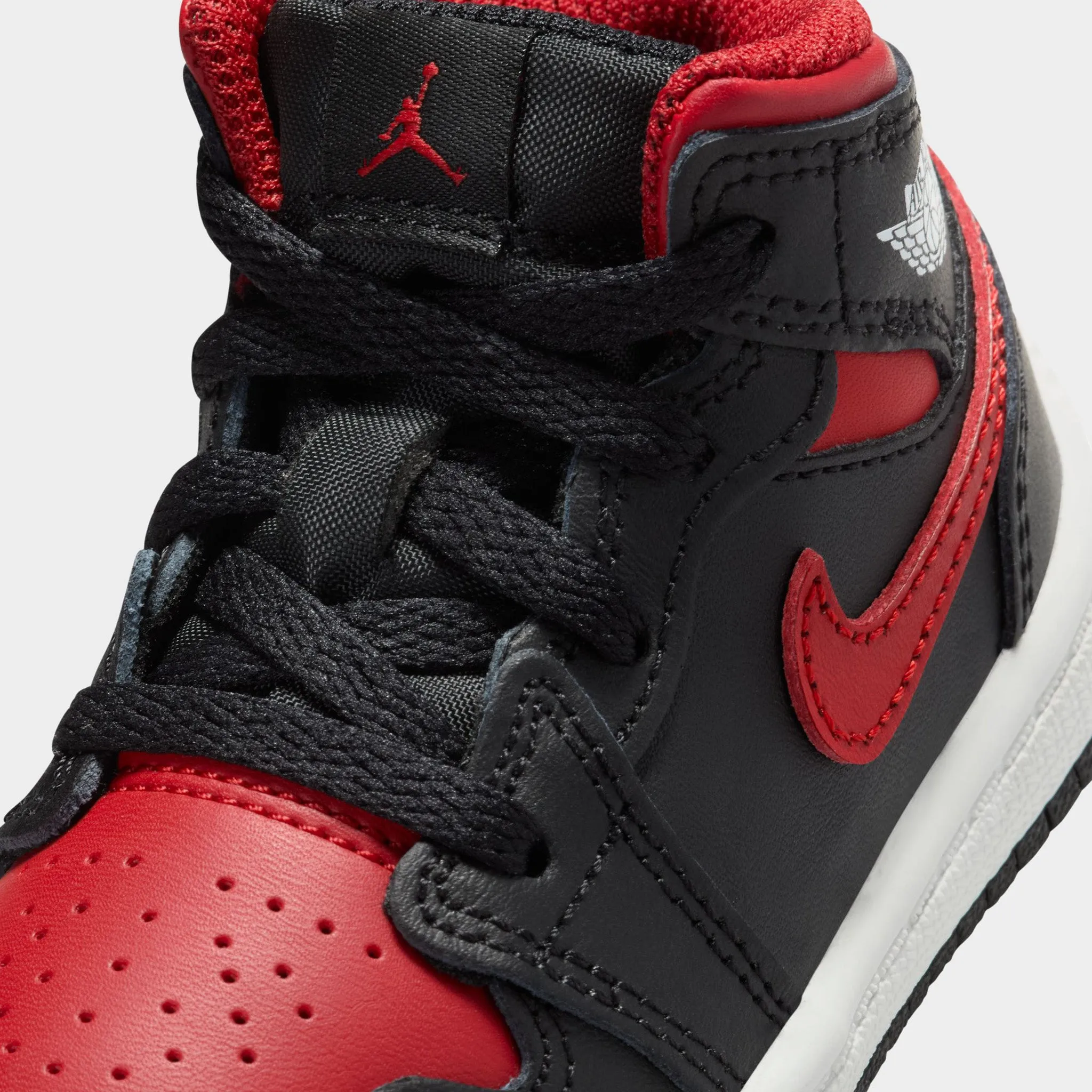 Trend Hot Memory Foam Jordan 1 Mid TD Black / Varsity Red - Summit White