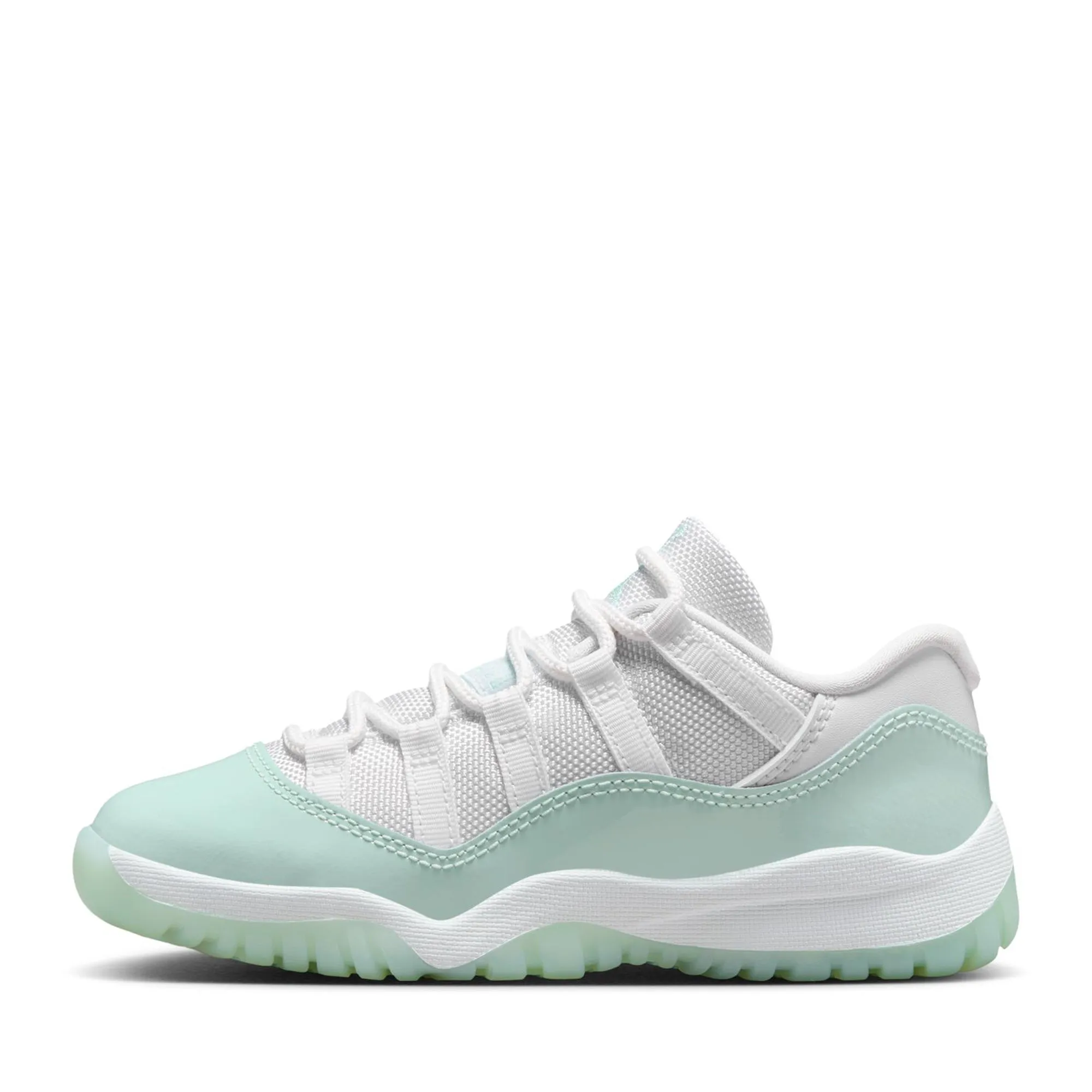 Jordan 11 Retro Low (PS) - White/Igloo Sustainable Material Blend Elasticated Lacing