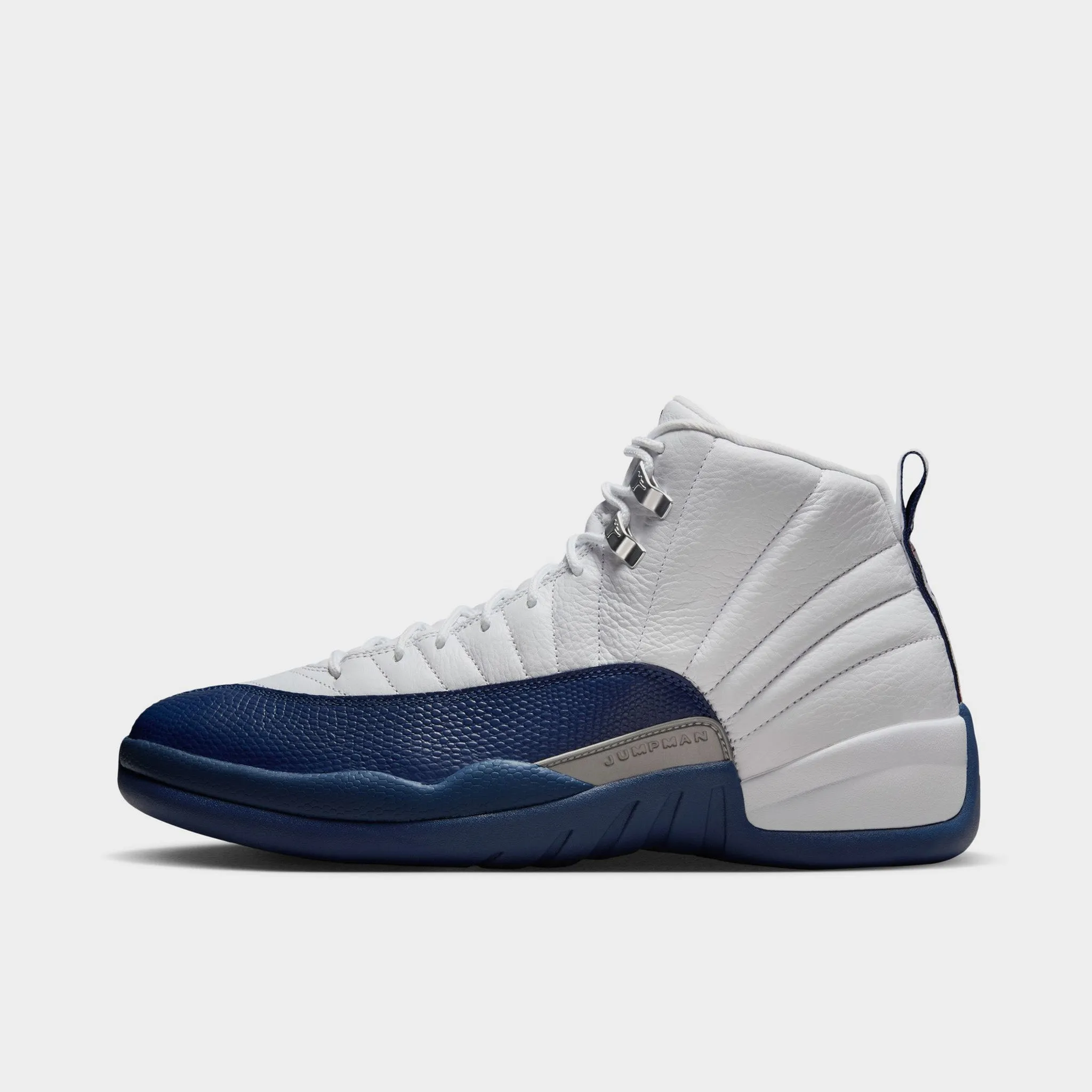 Jordan 12 Retro White / French Blue - Metallic Silver Calm Tone Dark Edge