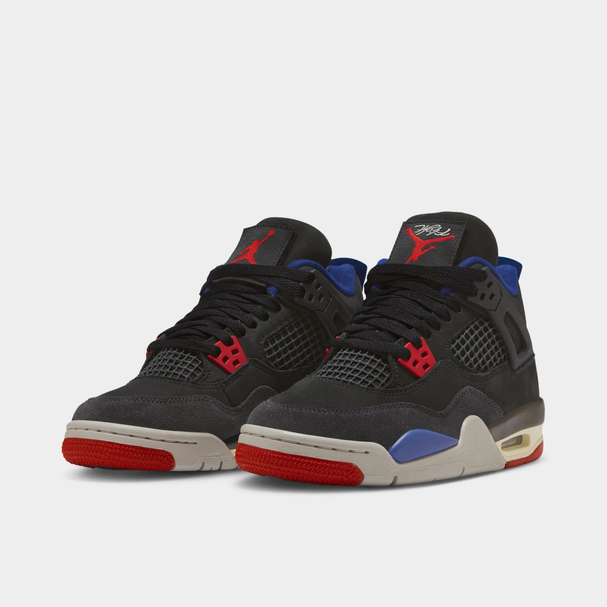 Jordan 4 Retro GS Black / Fire Red - Deep Royal Blue Long Stroll