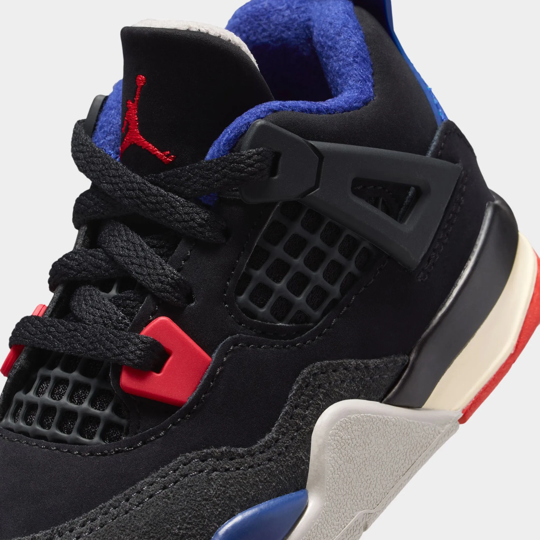 Jordan 4 Retro TD Black / Fire Red - Deep Royal Blue Live Soft Easy Drive