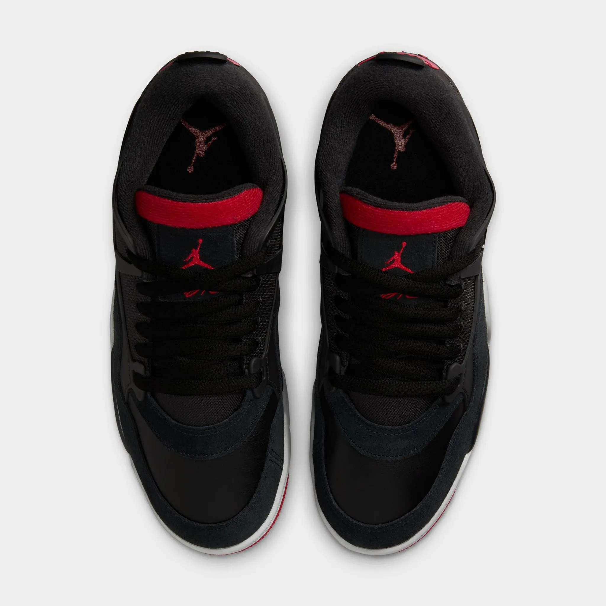 Jordan 4 RM Black / Varsity Red - Wolf Grey Smooth Walk