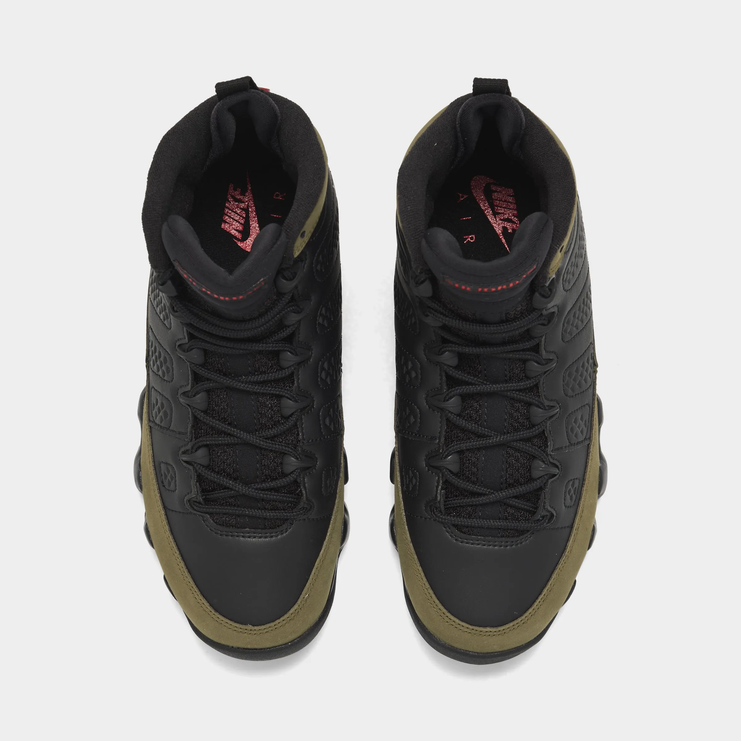 Jordan 9 Retro GS Black / True Red - Light Olive Breath Panel night stroll