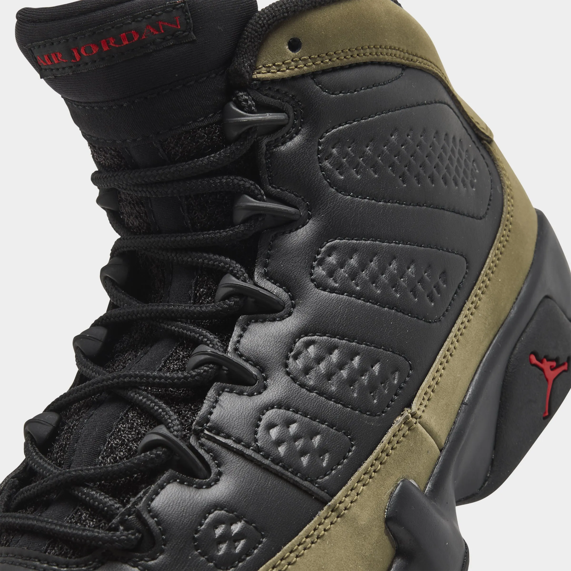Rainy Day Jordan 9 Retro GS Black / True Red - Light Olive