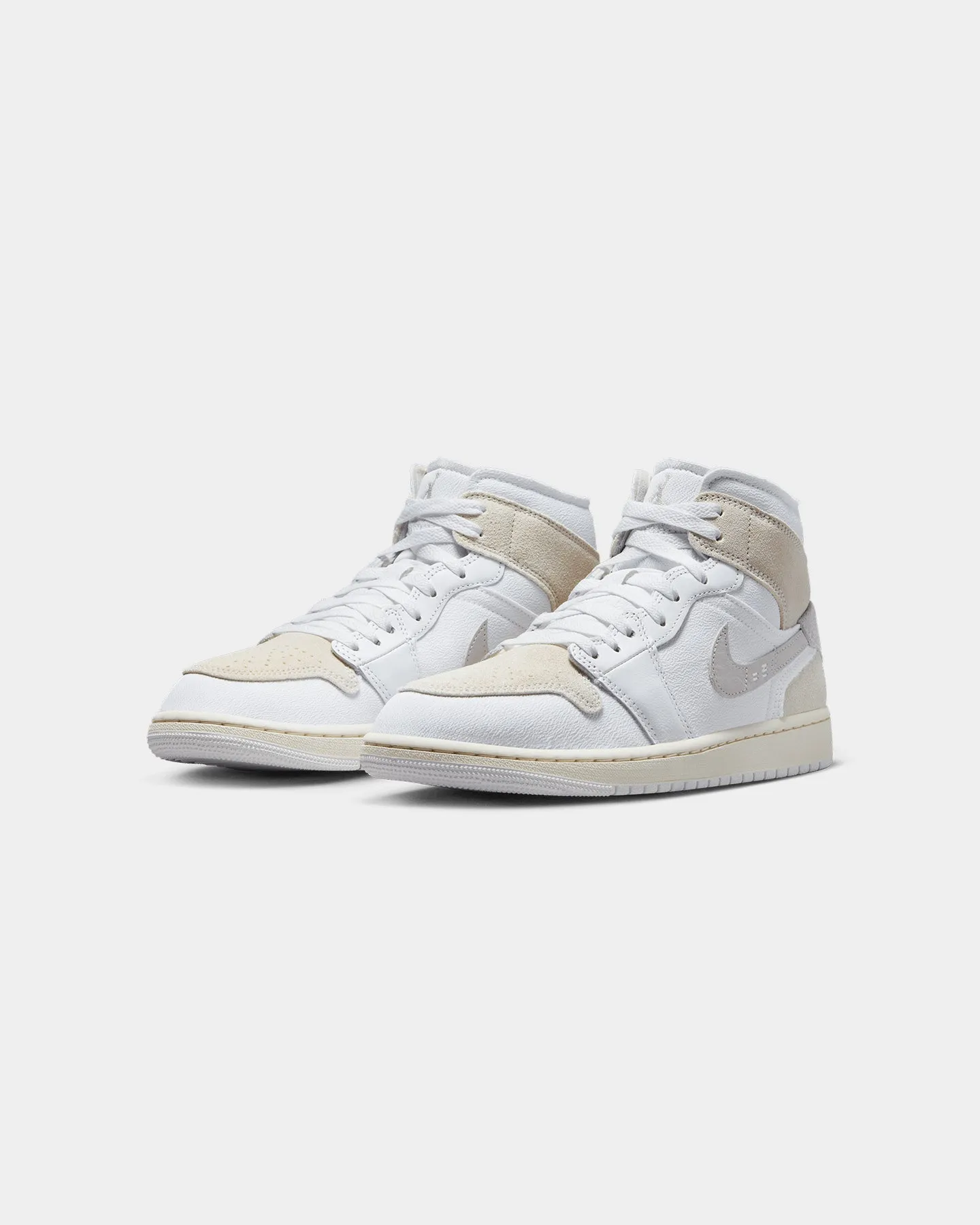 Jordan Air Jordan 1 Mid SE Craft "Light Orewood Brown" White/Light Orewood Brown Breathable Upper Shine Silver
