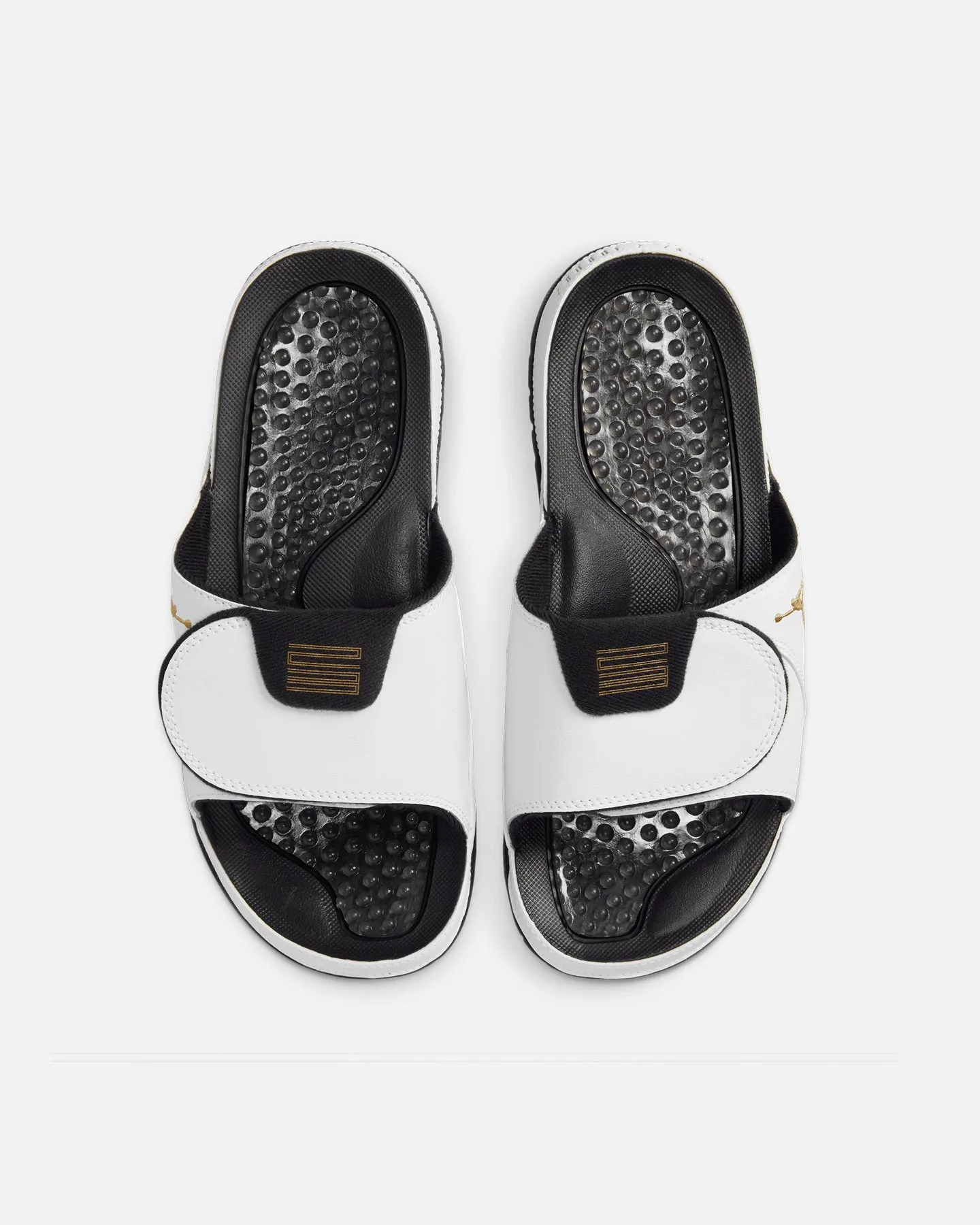 Jordan Hydro Xi Retro Slides White/Metallic Gold Leg Long