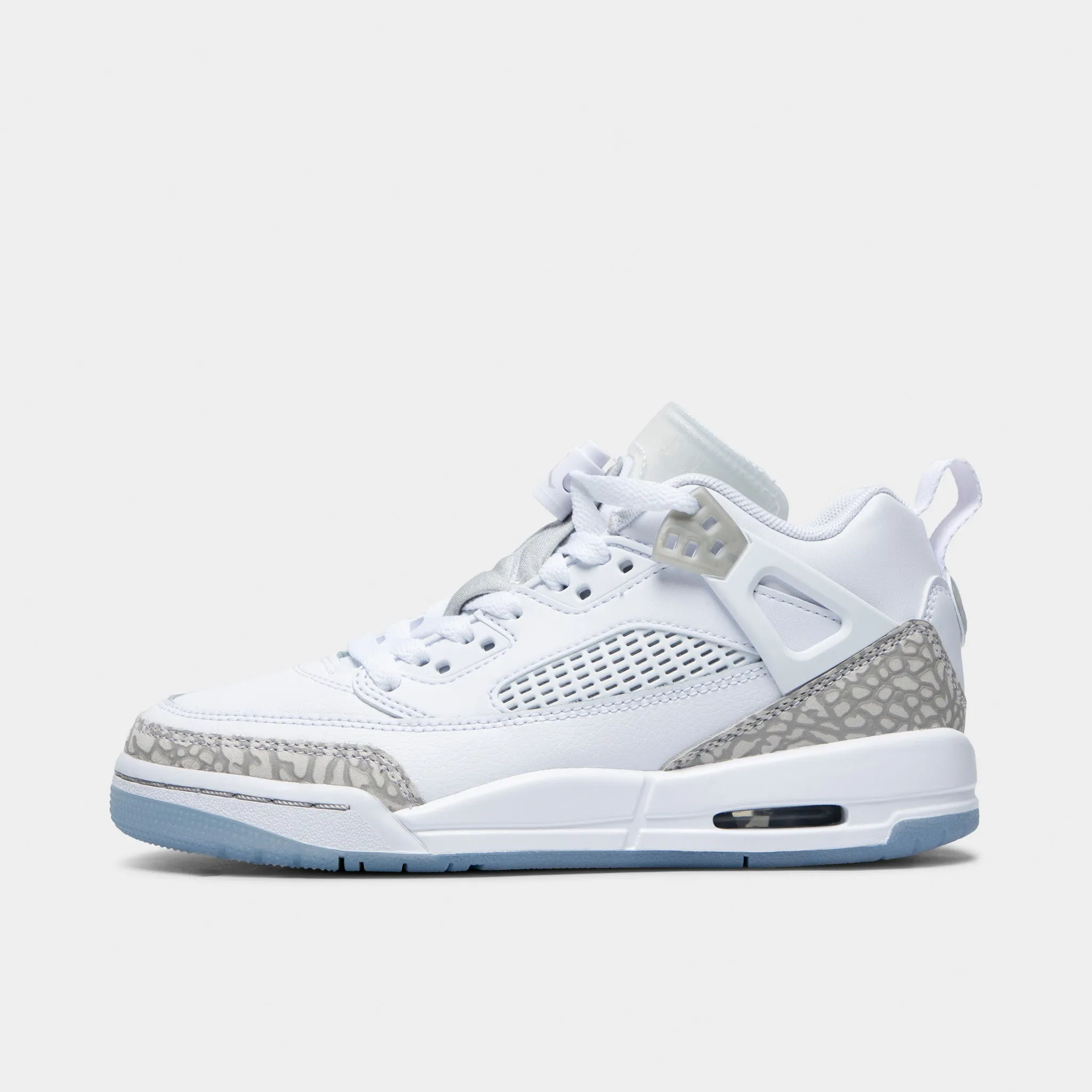 Lace Tie Park Step Jordan Spizike Low GS White / Neutral Grey - Metallic Silver