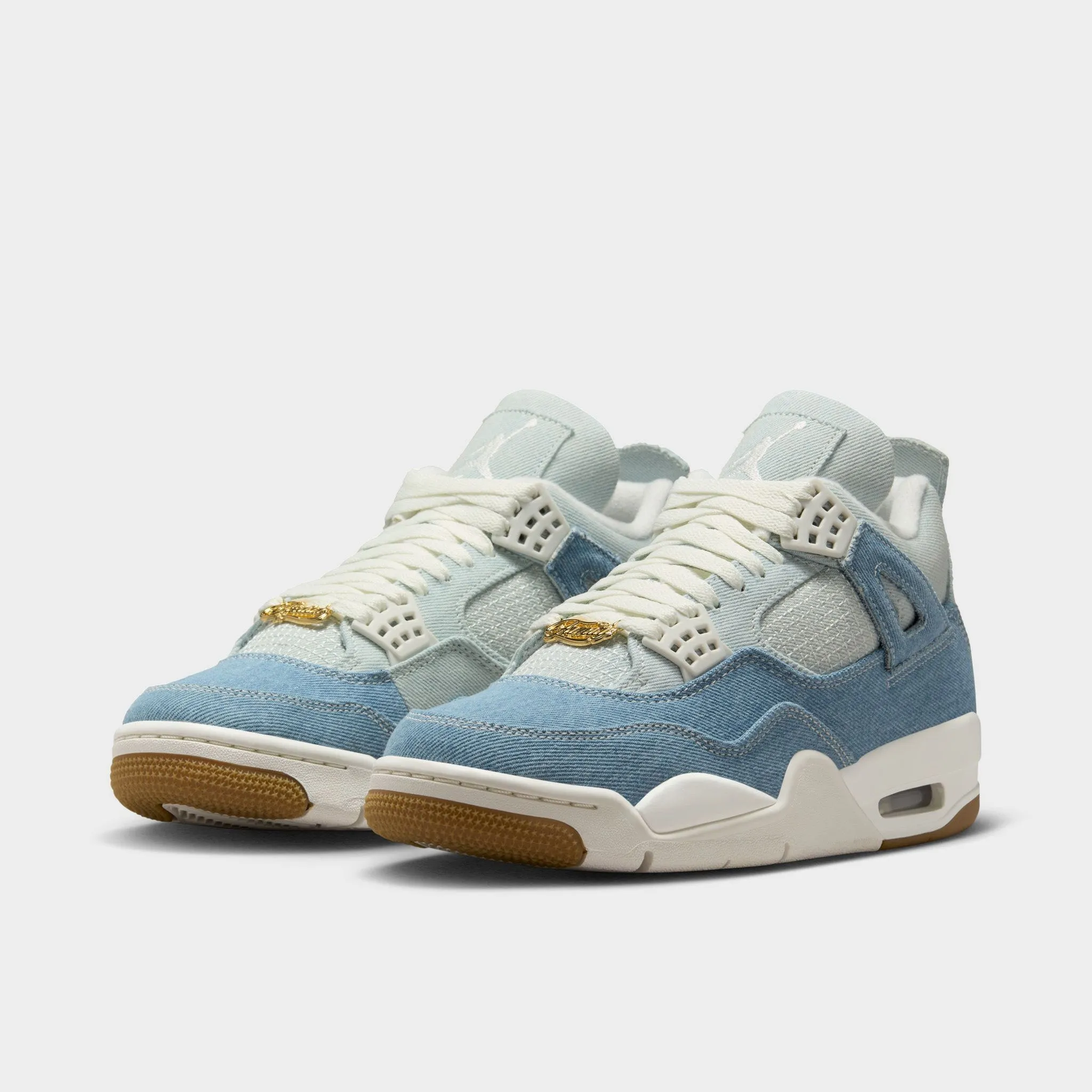 Work Friendly Jordan Women's 4 Retro Sail / Gum Light Brown - Worn Denim