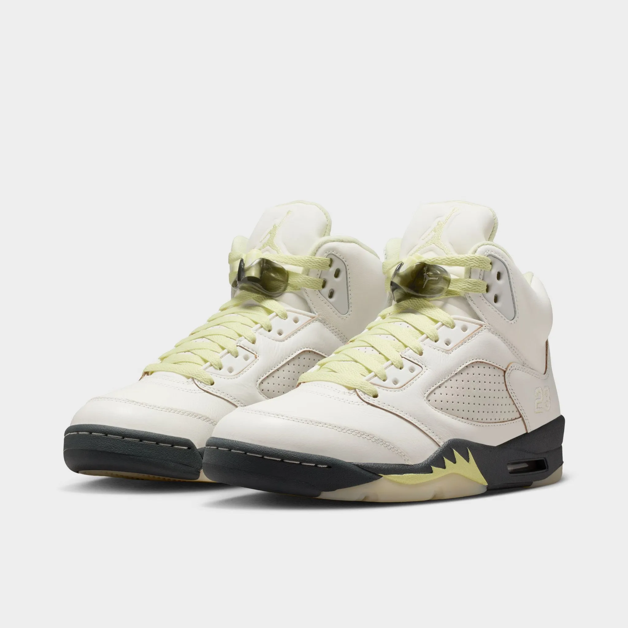 Shock Absorbing Mid Top Jordan Women's 5 Retro Sail / Luminous Green - Anthracite