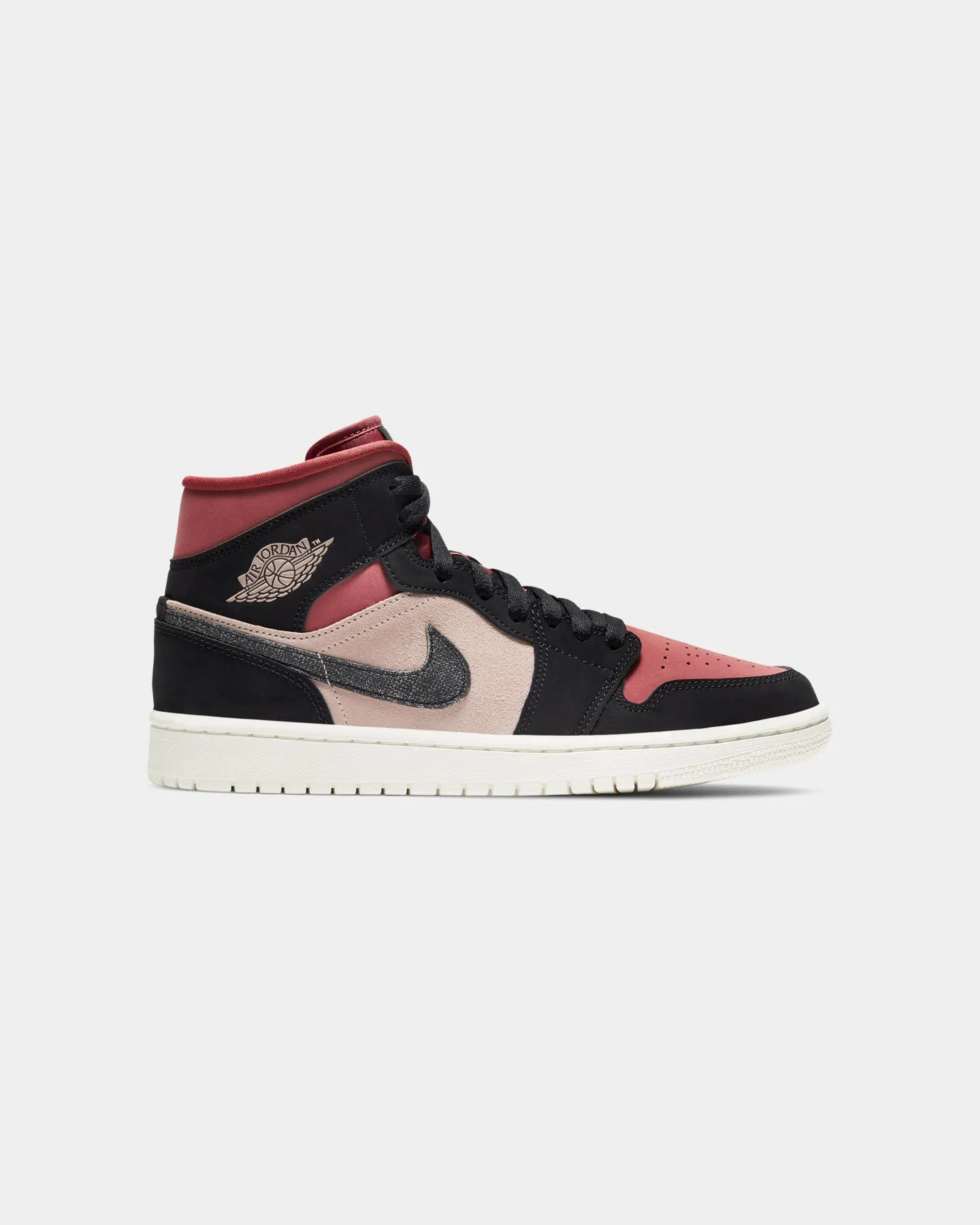 Jordan Women's Air Jordan 1 Mid "Burgundy Dusty Red" Particle Beige/Black/Canyon Rust/Sail Street Sneakers