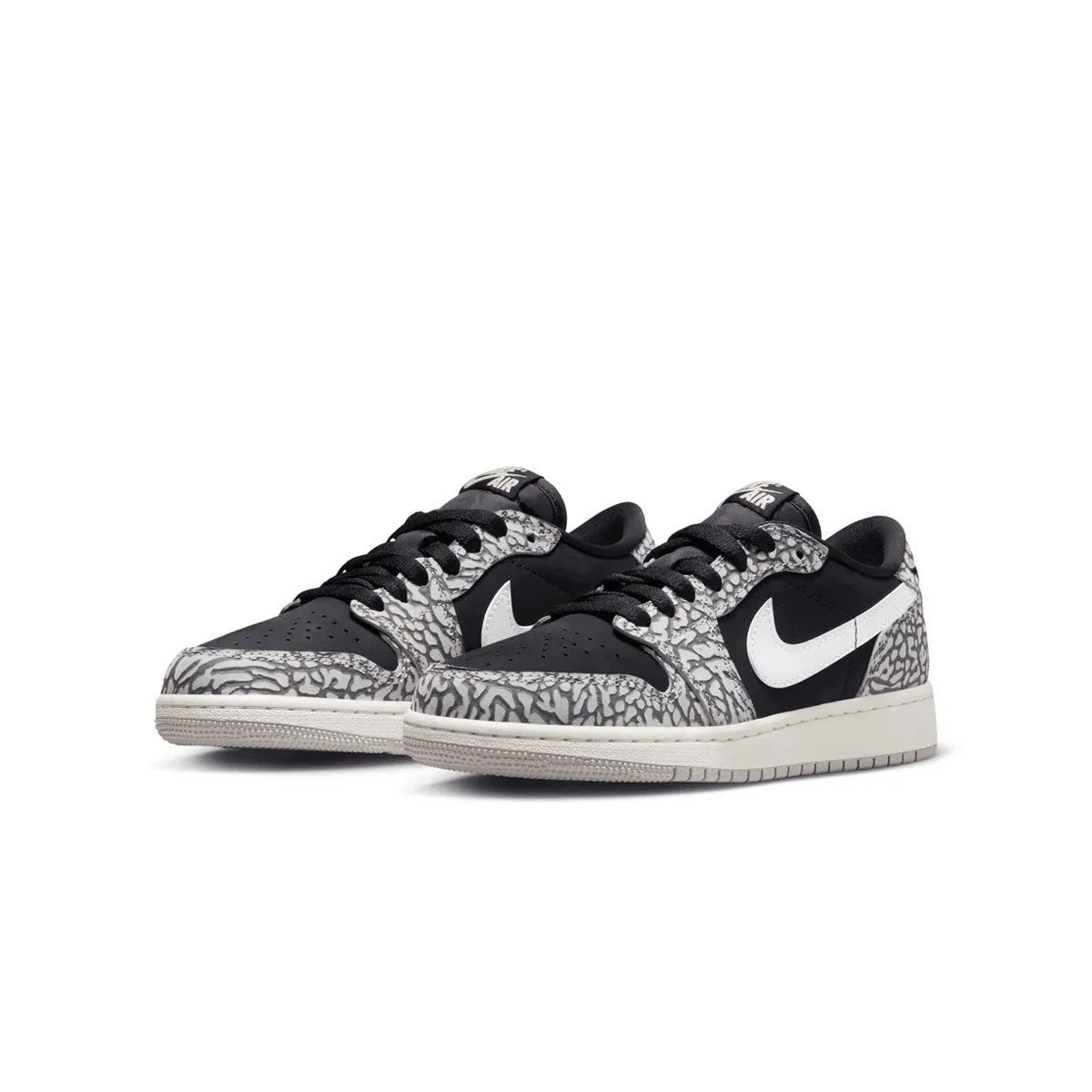 Kid's Air Jordan 1 Retro Low OG 'Black Elephant' zip - closure