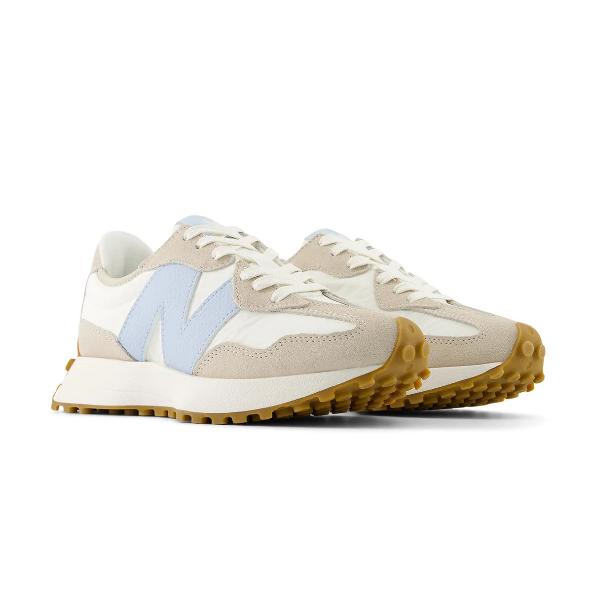 Wmns 327 'Sea Salt Light Chrome Blue' embossed