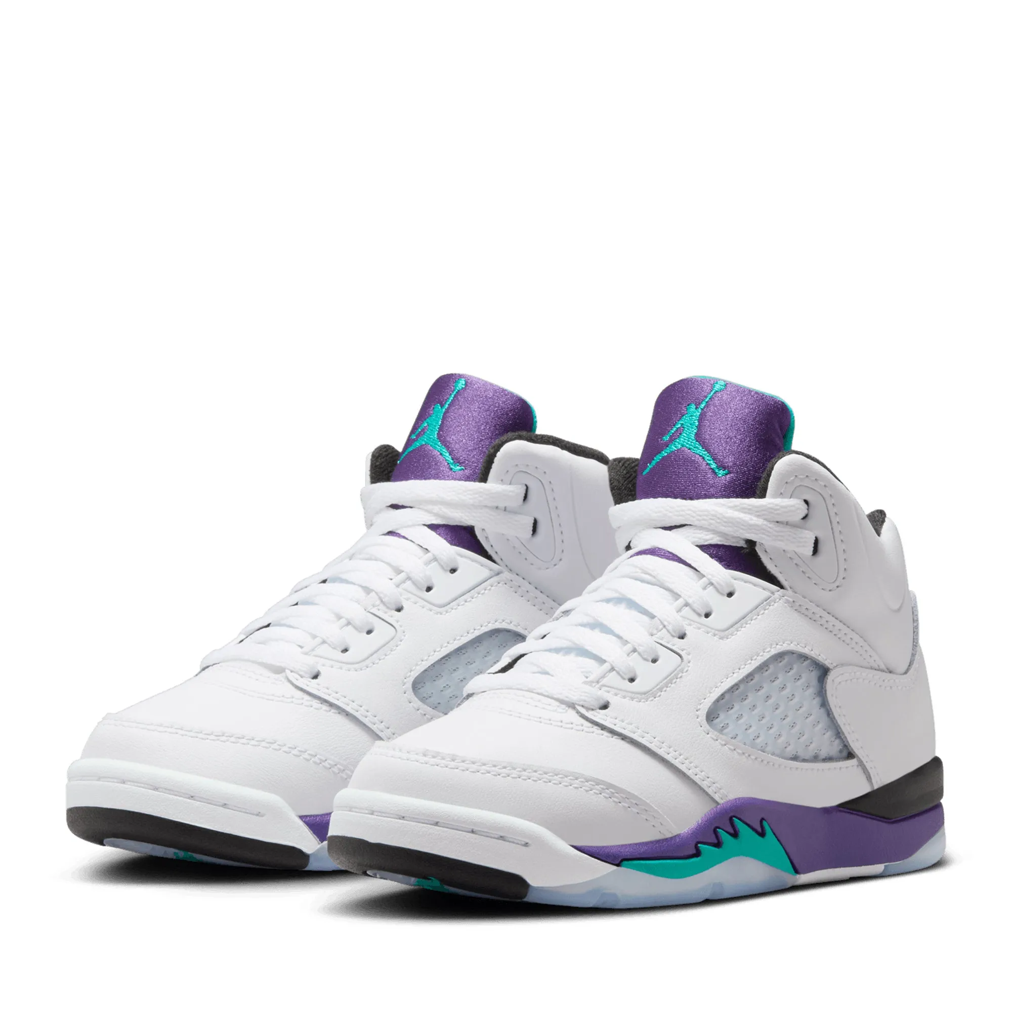 Air Jordan 5 Retro OG 'Grape' (PS) - White/New Emerald Microfiber Overlays Dynamic Lacing