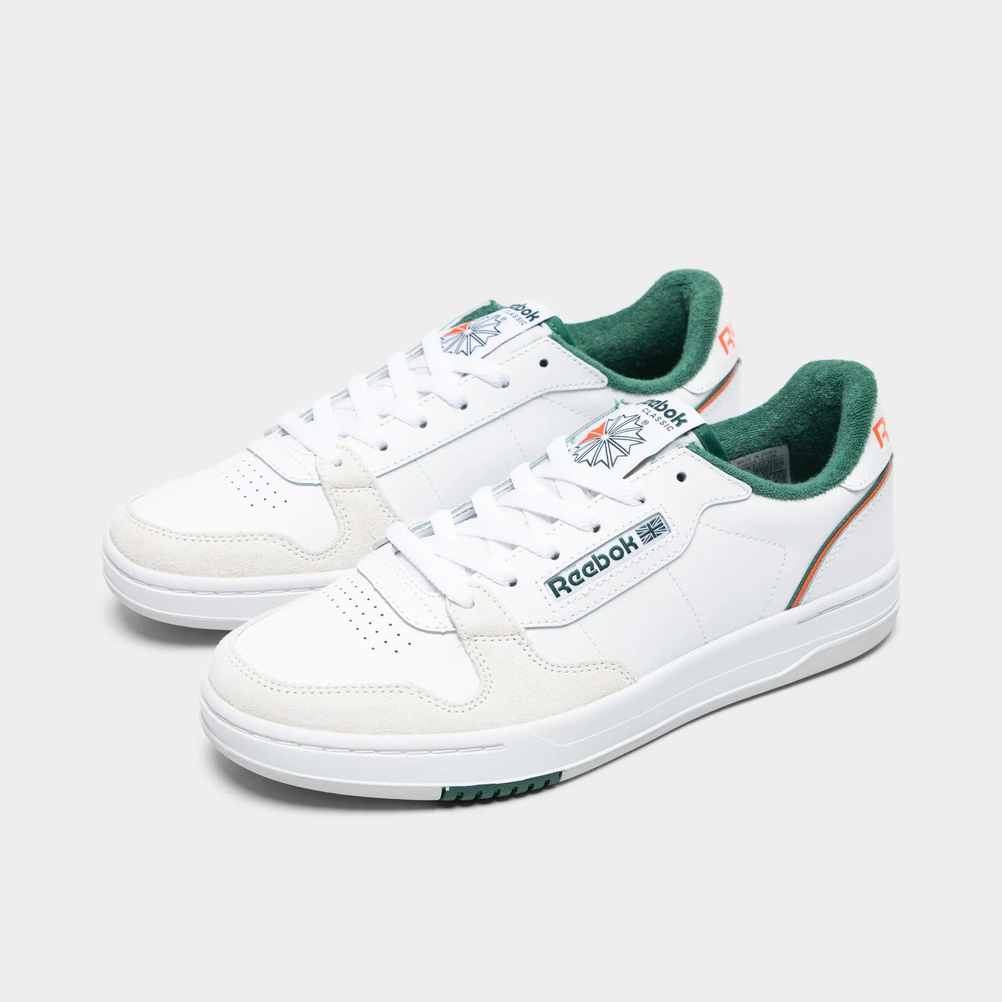 Deep Black Reebok Court Phase White / Green - Orange