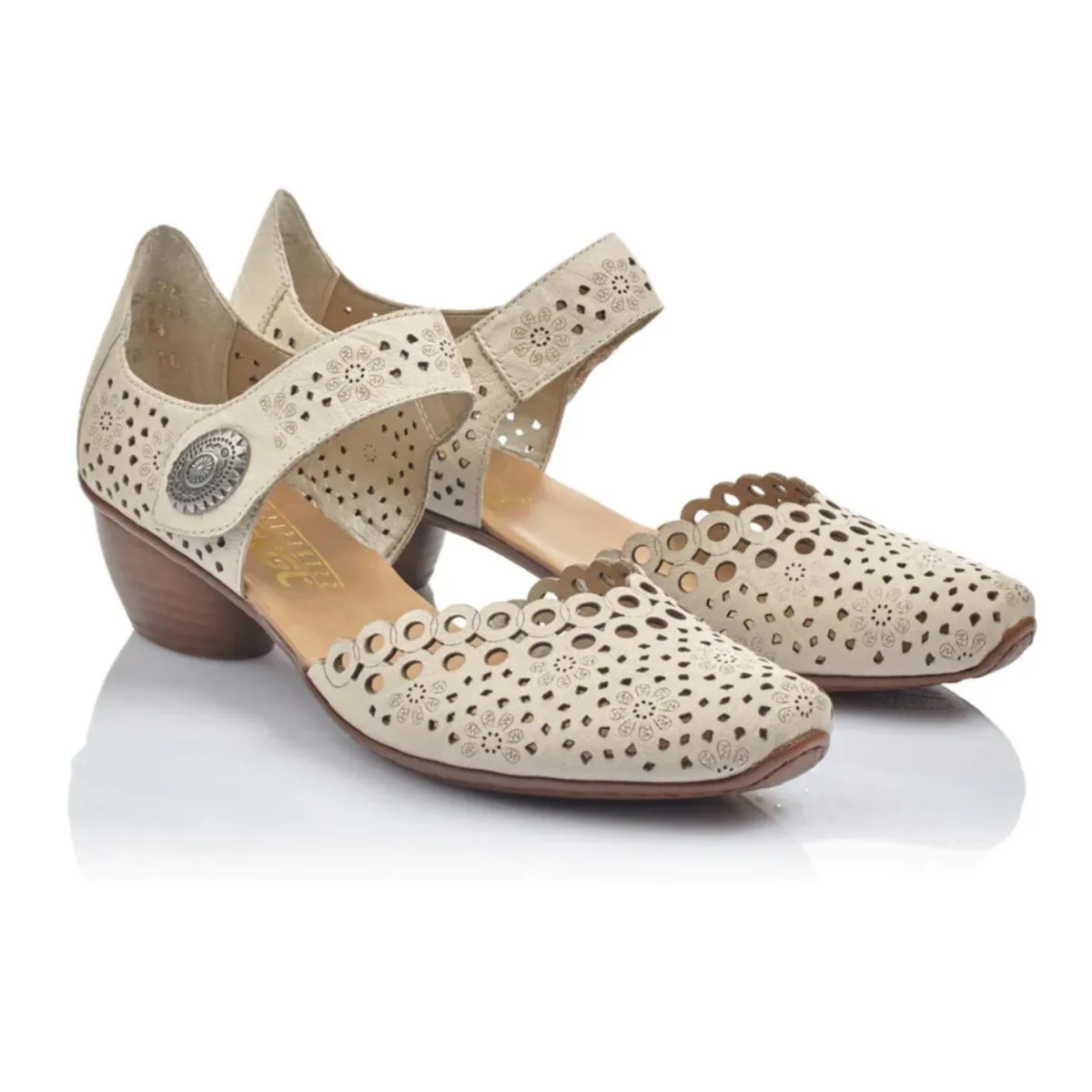 Rieker Women's 43753-60 Mirjam Cream Leather Light Pace perfect size