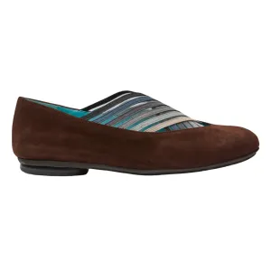 Thierry Rabotin Women's Gragas Brown Suede/Multi Bands Crisp Look Sturdy Shade